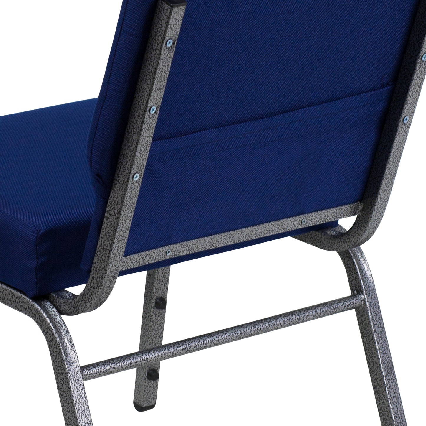 HERCULES Series 21''W Stacking Church Chair in Navy Blue Fabric - Silver Vein Frame Navy Blue Fabric/Silver Vein Frame