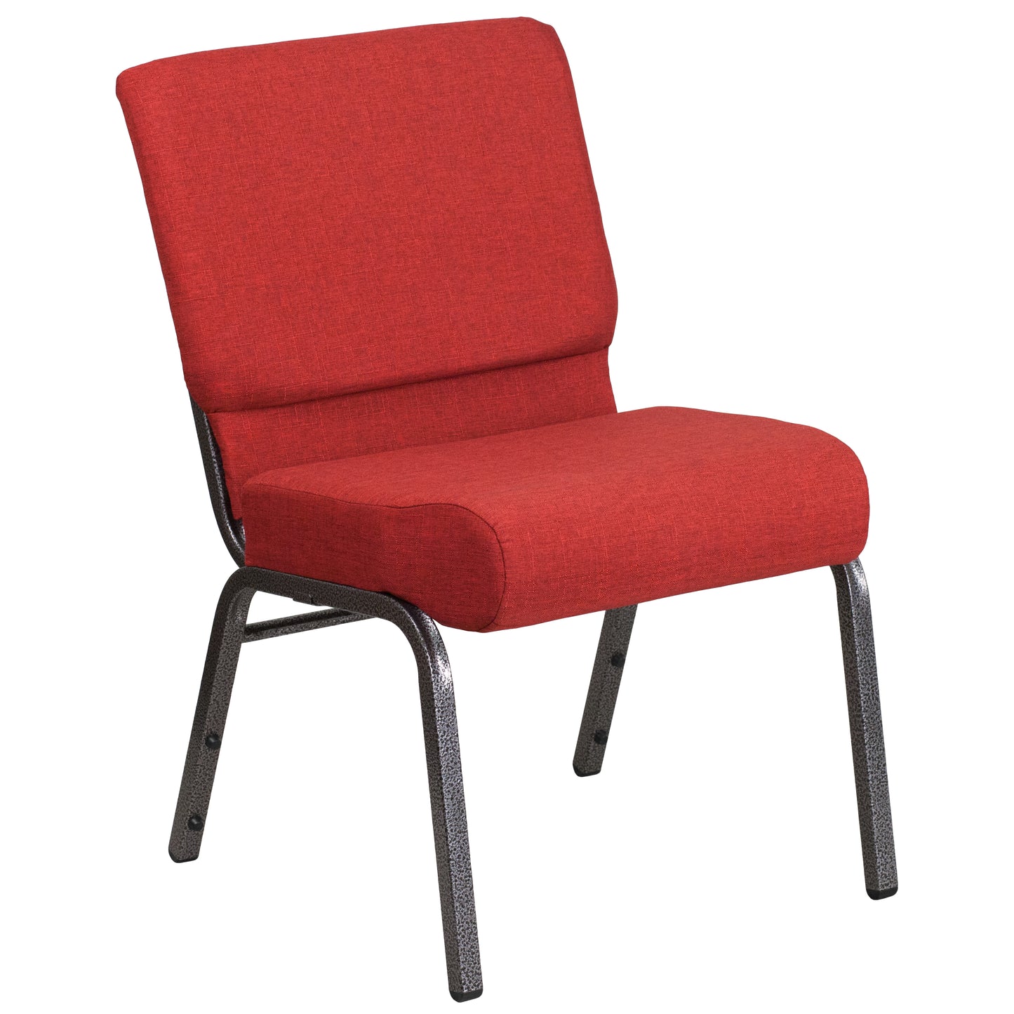 HERCULES Series 21''W Stacking Church Chair in Crimson Fabric - Silver Vein Frame Crimson Fabric/Silver Vein Frame