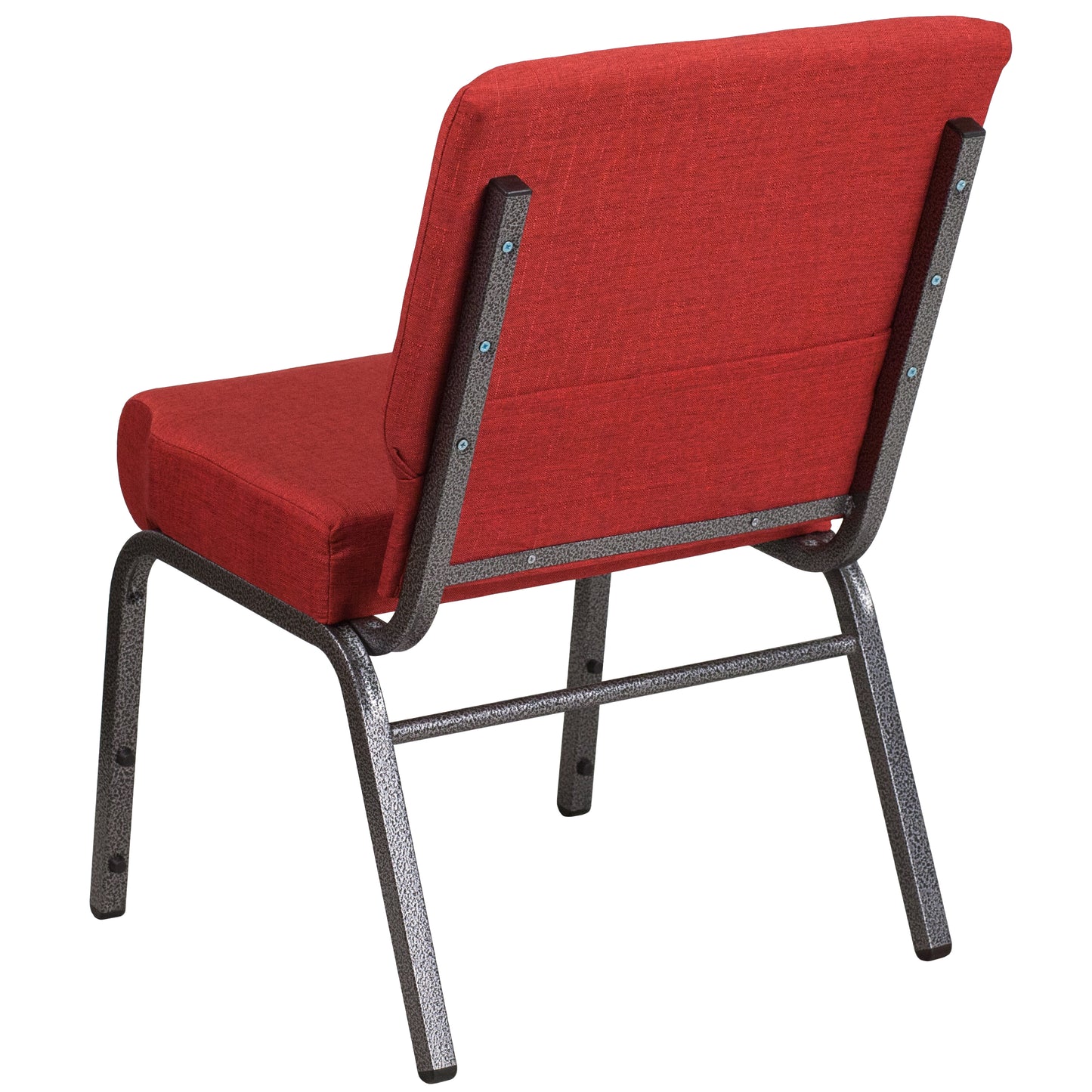 HERCULES Series 21''W Stacking Church Chair in Crimson Fabric - Silver Vein Frame Crimson Fabric/Silver Vein Frame