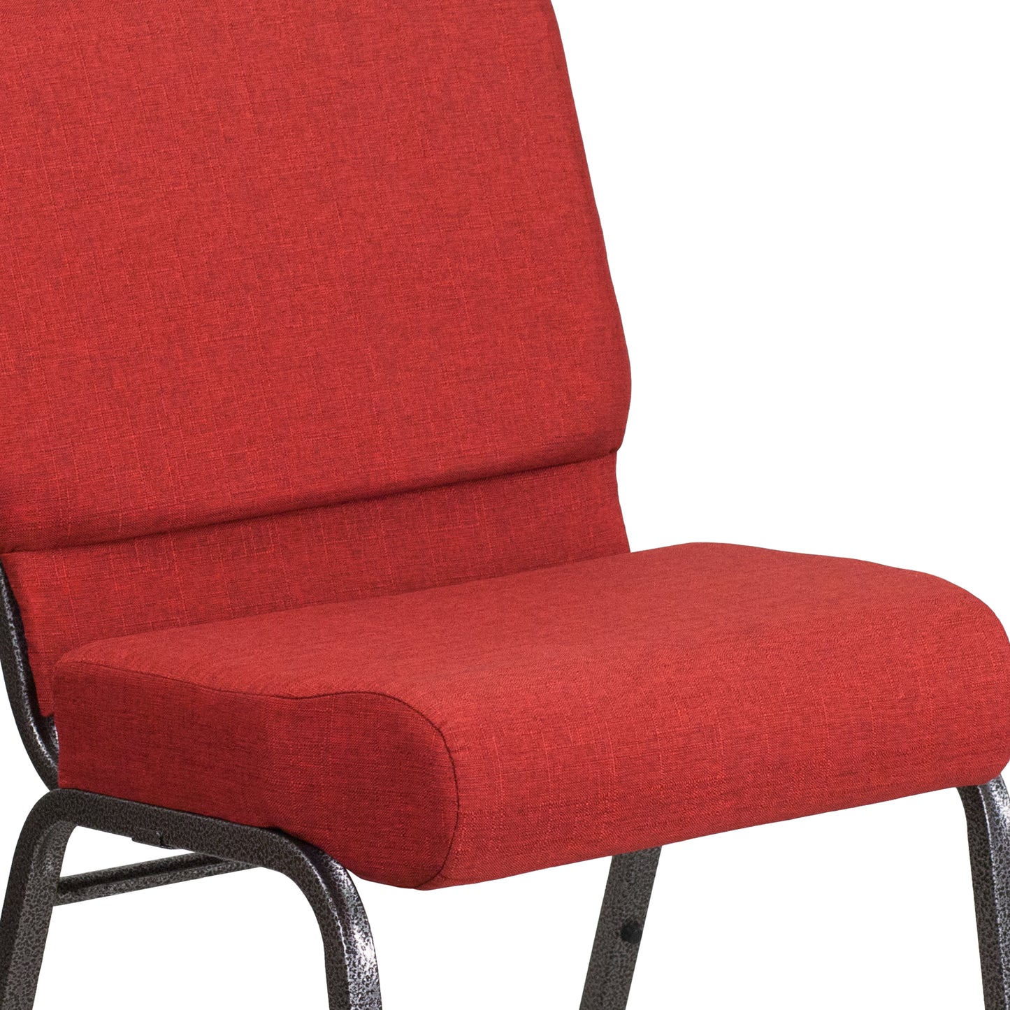 HERCULES Series 21''W Stacking Church Chair in Crimson Fabric - Silver Vein Frame Crimson Fabric/Silver Vein Frame