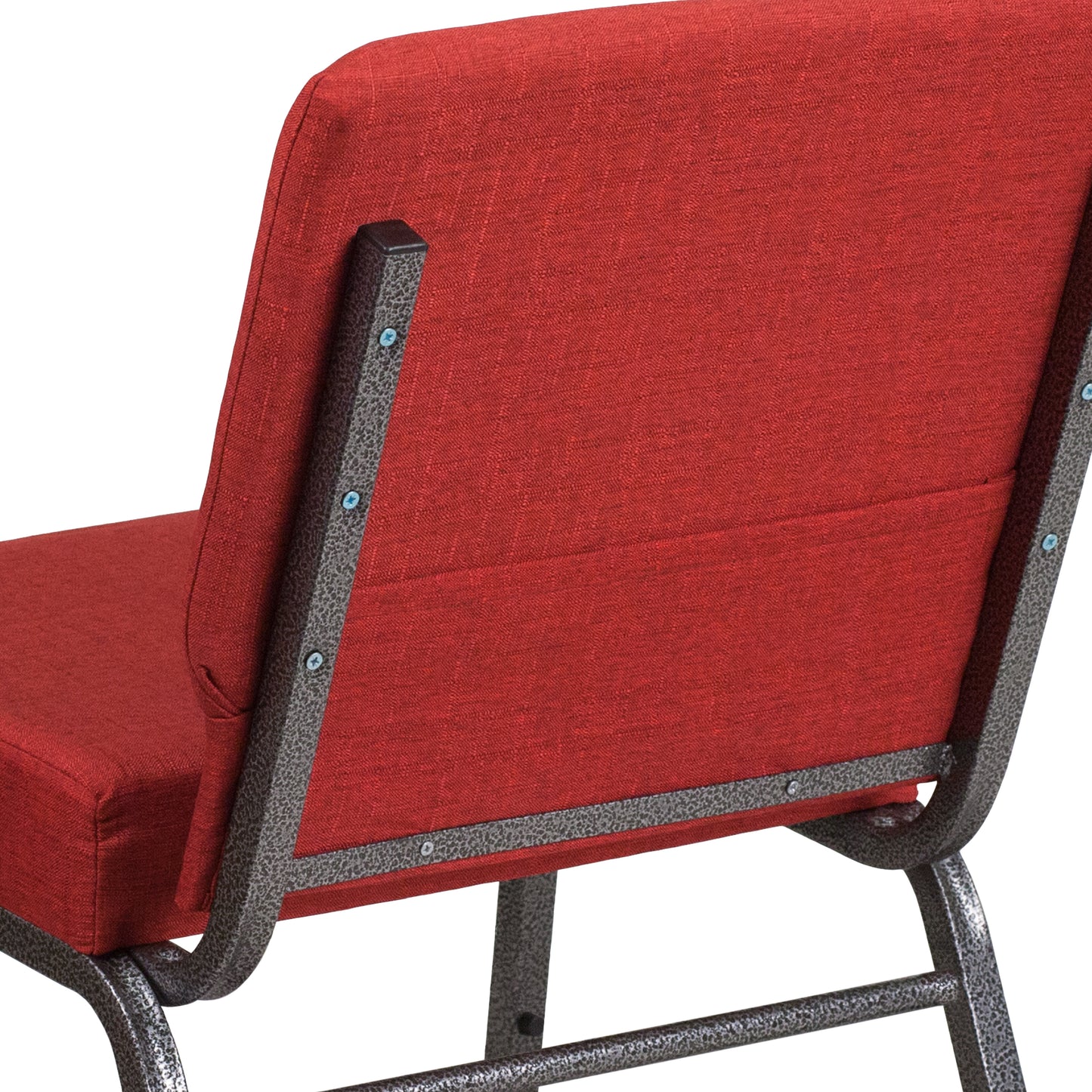 HERCULES Series 21''W Stacking Church Chair in Crimson Fabric - Silver Vein Frame Crimson Fabric/Silver Vein Frame