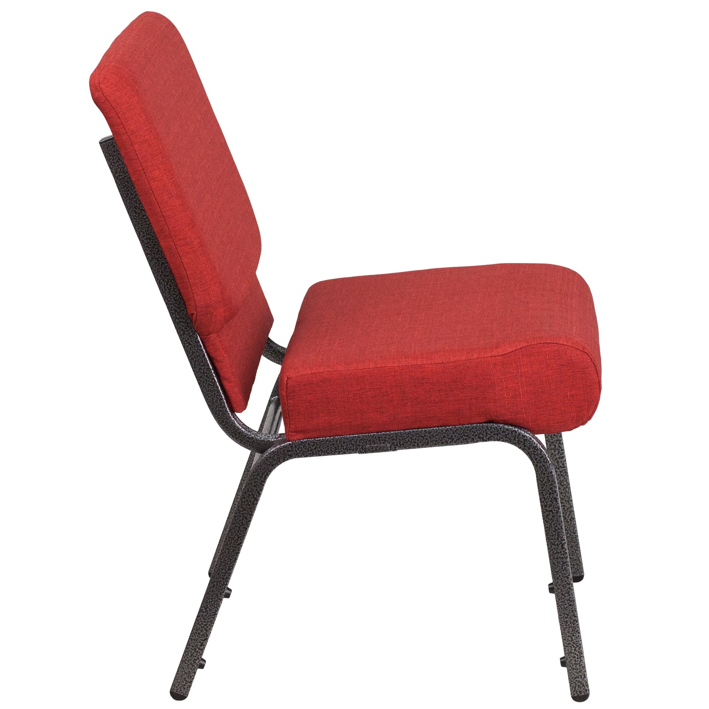 HERCULES Series 21''W Stacking Church Chair in Crimson Fabric - Silver Vein Frame Crimson Fabric/Silver Vein Frame