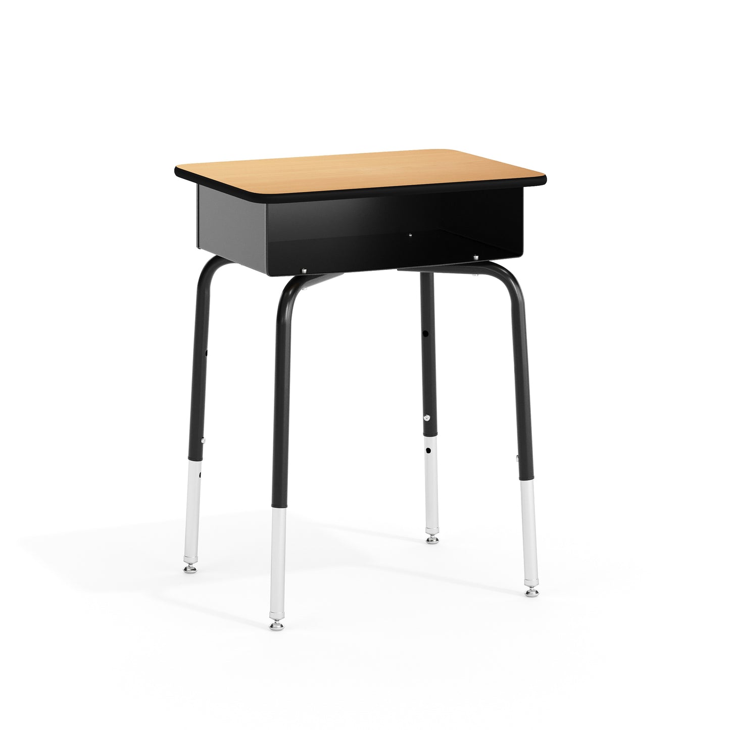 Billie Student Desk with Open Front Metal Book Box - Natural Natural Top/Black Frame