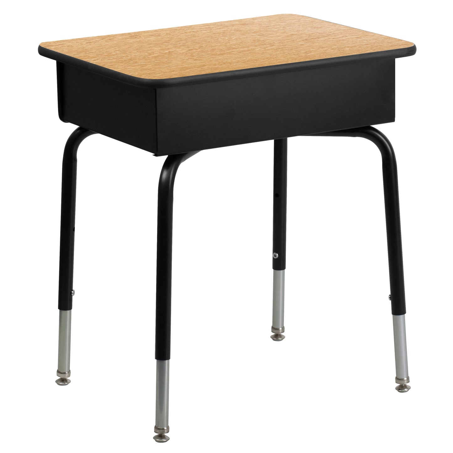 Billie Student Desk with Open Front Metal Book Box - Natural Natural Top/Black Frame