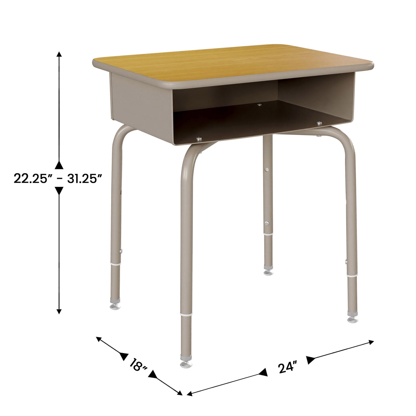 HERCULES Student Desk with Open Front Metal Book Box, Maple Desktop, and Silver Frame and Navy Heavy-Duty Flex Comfort Classroom Stack Chair Maple Top/Navy Chair