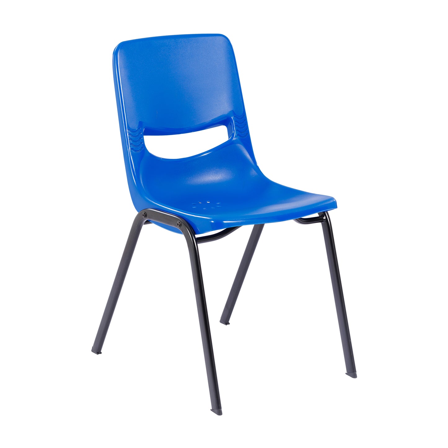 HERCULES Student Desk with Open Front Metal Book Box, Maple Desktop, and Silver Frame and Navy Heavy-Duty Flex Comfort Classroom Stack Chair Maple Top/Navy Chair