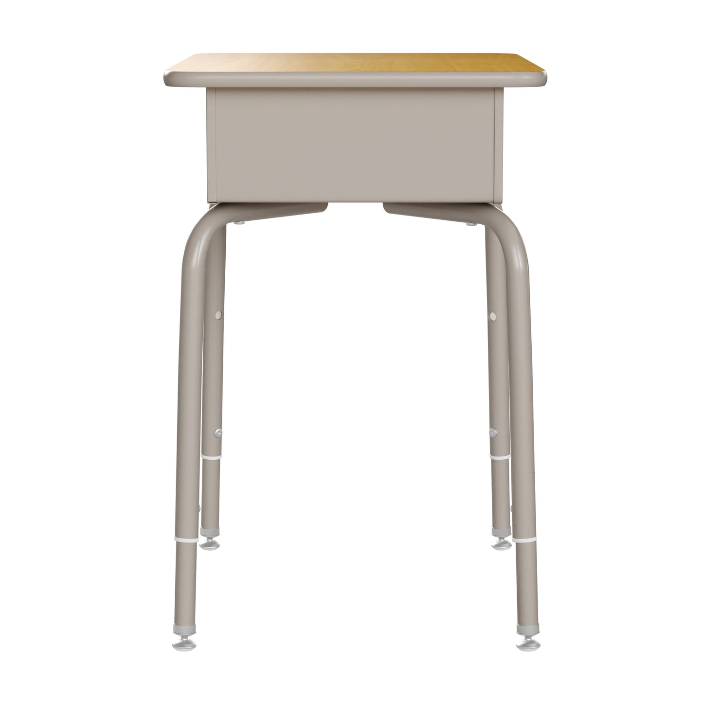 HERCULES Student Desk with Open Front Metal Book Box, Maple Desktop, and Silver Frame and Navy Heavy-Duty Flex Comfort Classroom Stack Chair Maple Top/Navy Chair