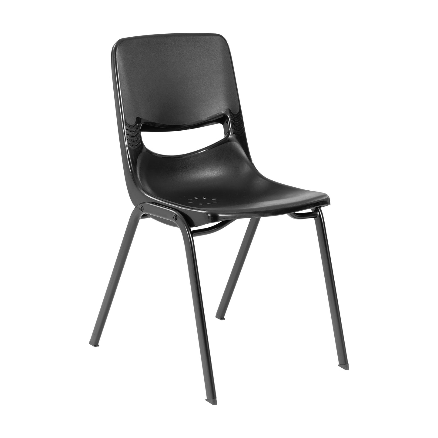 HERCULES Student Desk with Open Front Metal Book Box, Walnut Desktop, and Silver Frame and Black Heavy-Duty Flex Comfort Classroom Stack Chair Walnut Top/Black Chair FD-DESK-GWA-SCH3BB-GG