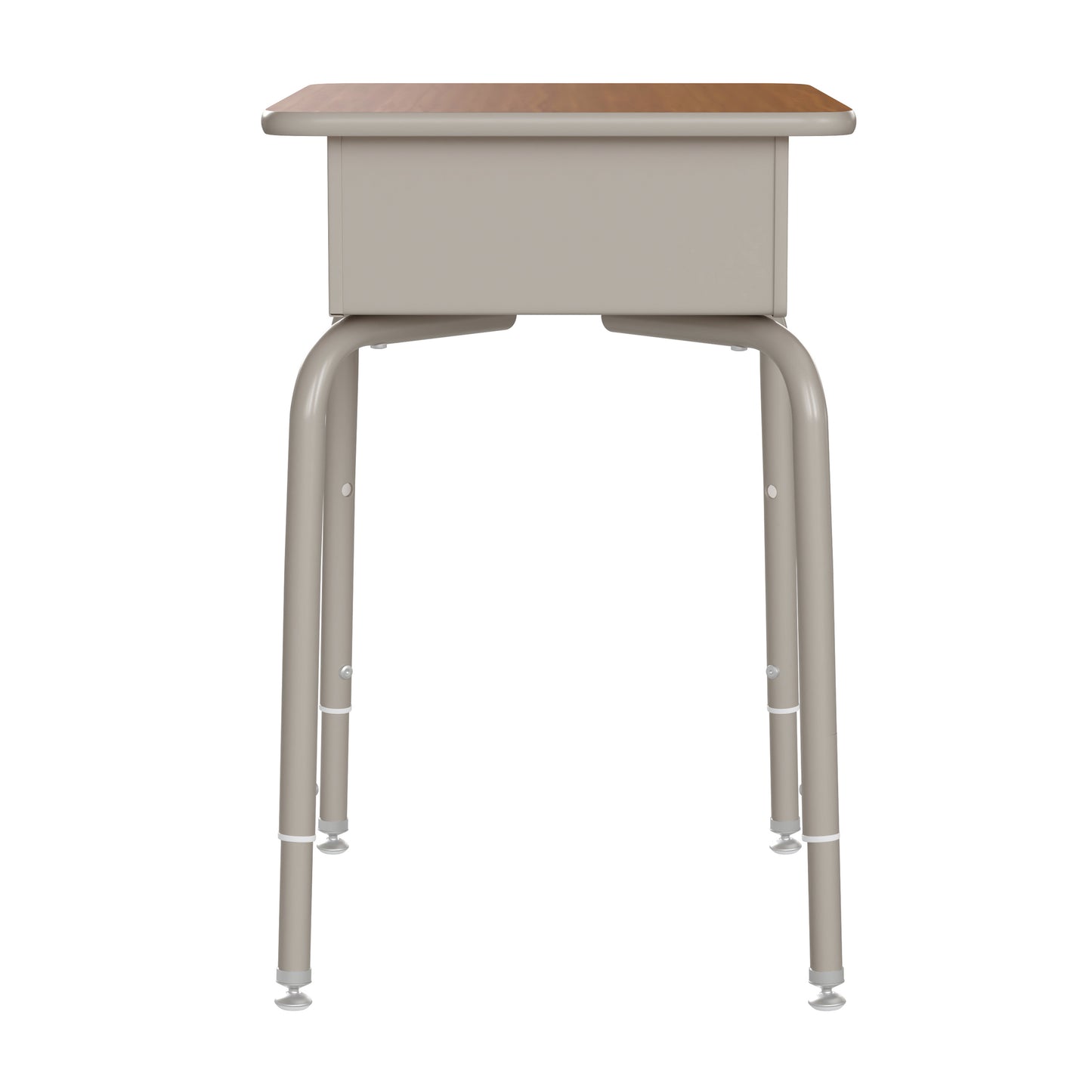 HERCULES Student Desk with Open Front Metal Book Box, Walnut Desktop, and Silver Frame and Black Heavy-Duty Flex Comfort Classroom Stack Chair Walnut Top/Black Chair FD-DESK-GWA-SCH3BB-GG