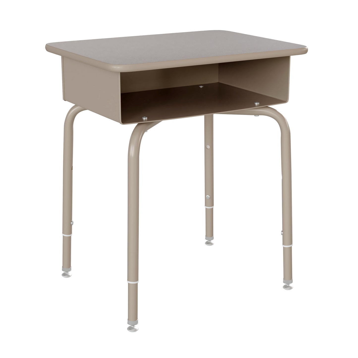 Billie Student Desk with Open Front Metal Book Box - Gray Granite/Silver Gray Granite Top/Silver Frame