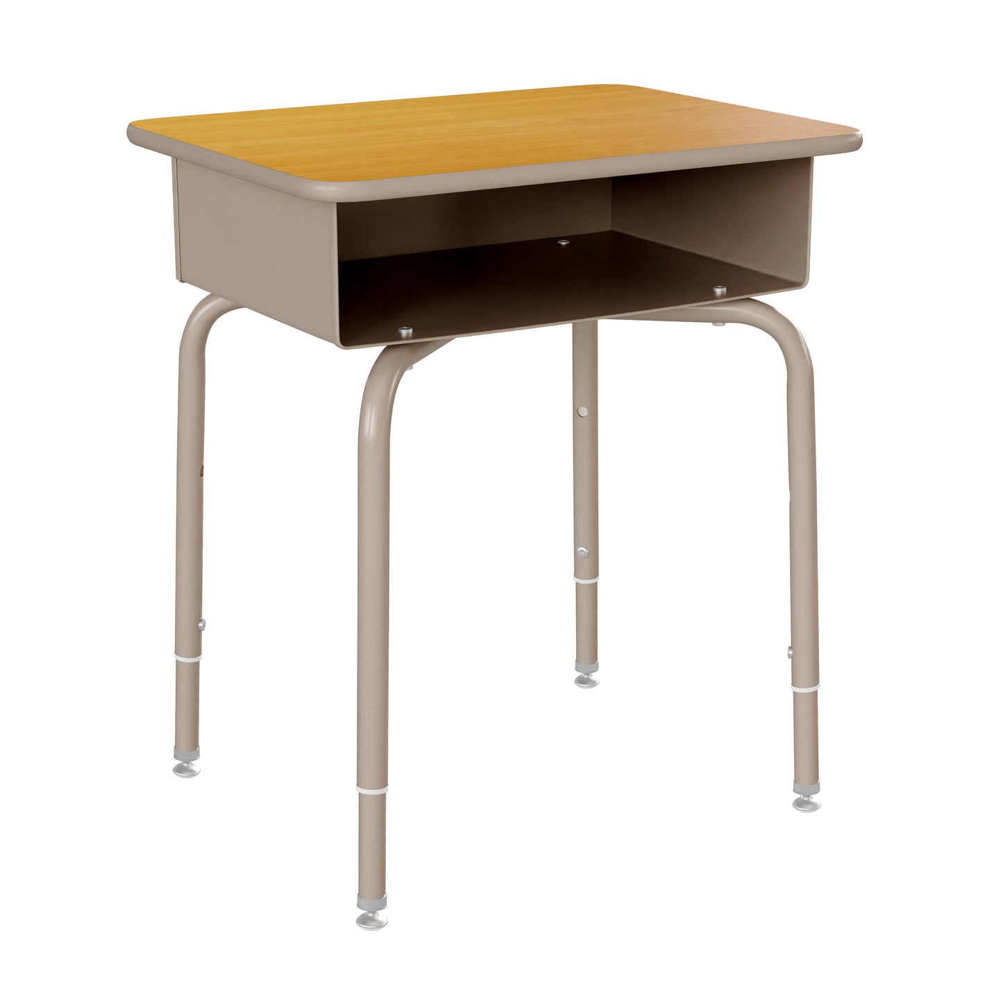 Billie Student Desk with Open Front Metal Book Box - Maple/Silver Maple Top/Silver Frame