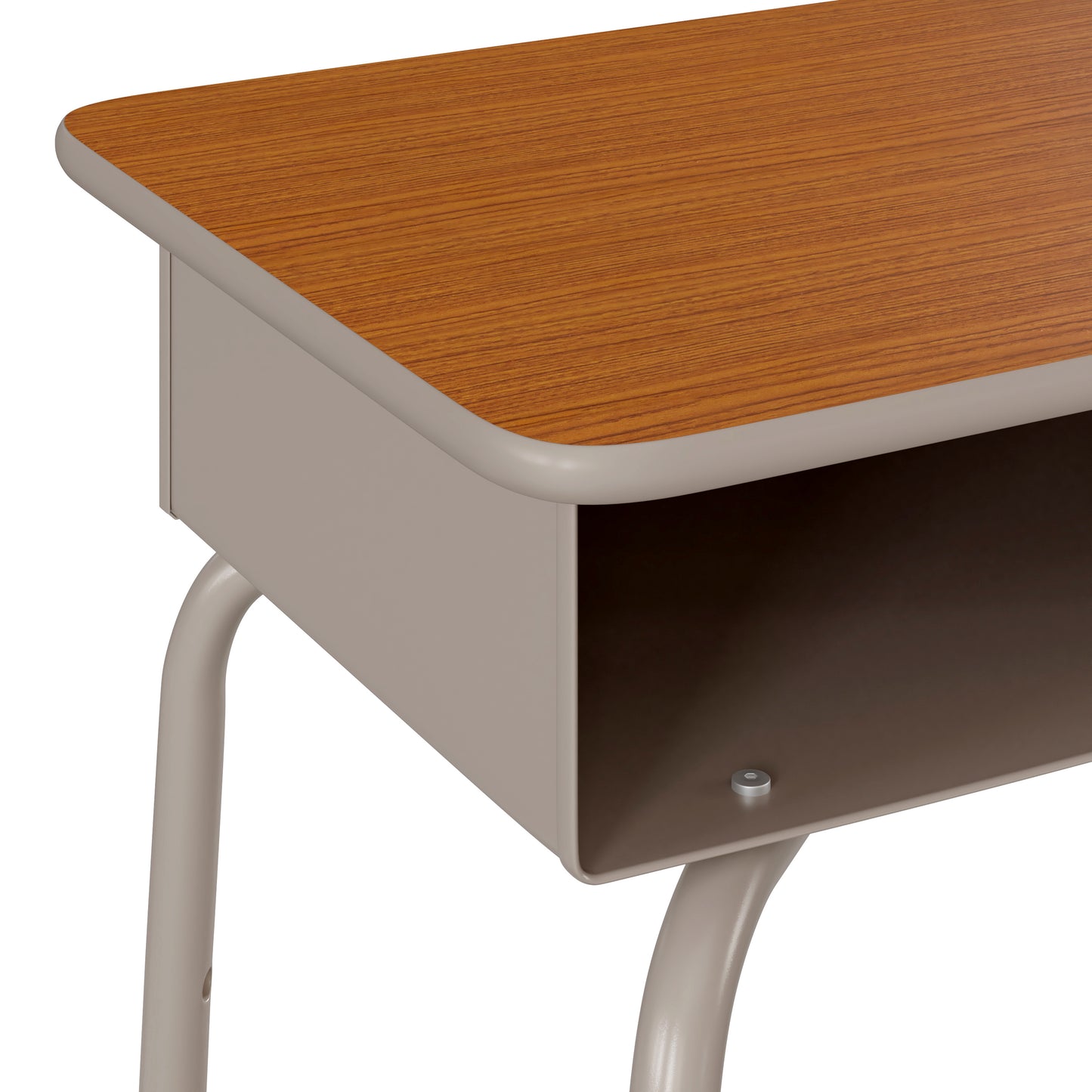 Billie Student Desk with Open Front Metal Book Box - Walnut/Silver Walnut Top/Silver Frame