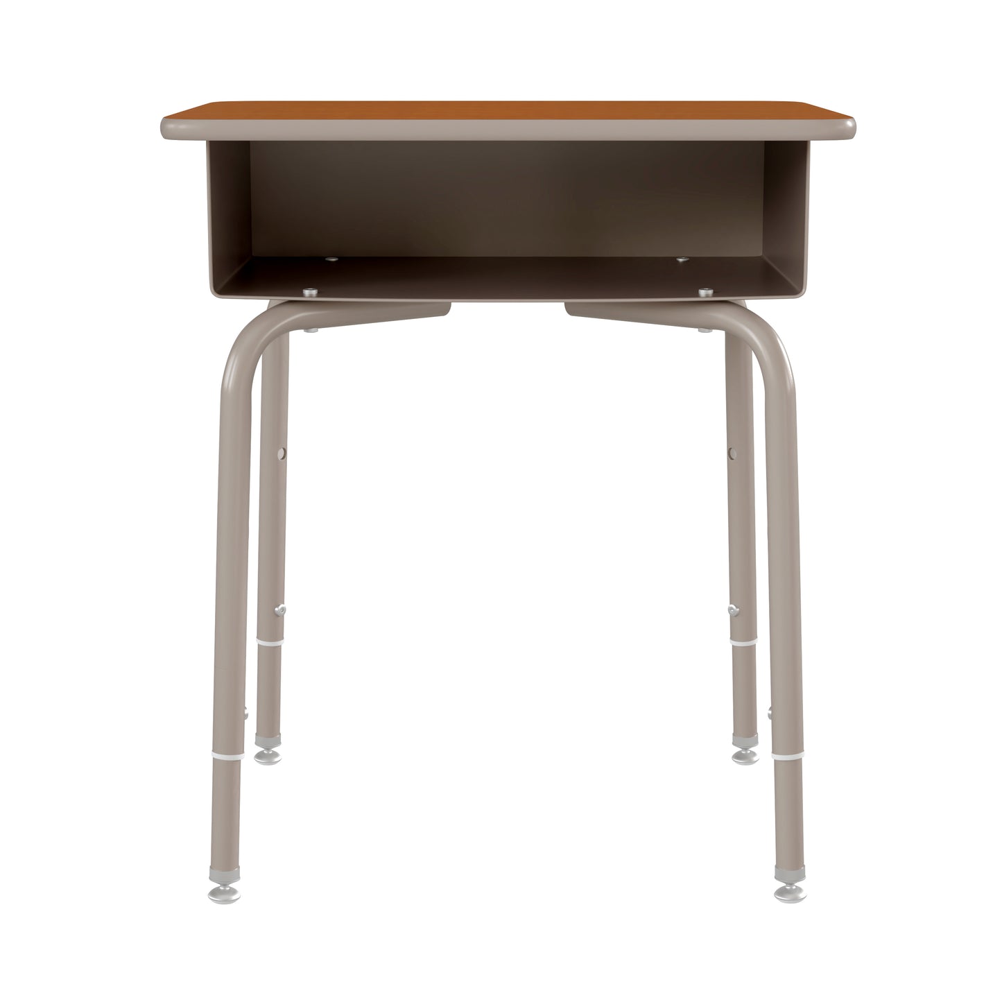 Billie Student Desk with Open Front Metal Book Box - Walnut/Silver Walnut Top/Silver Frame