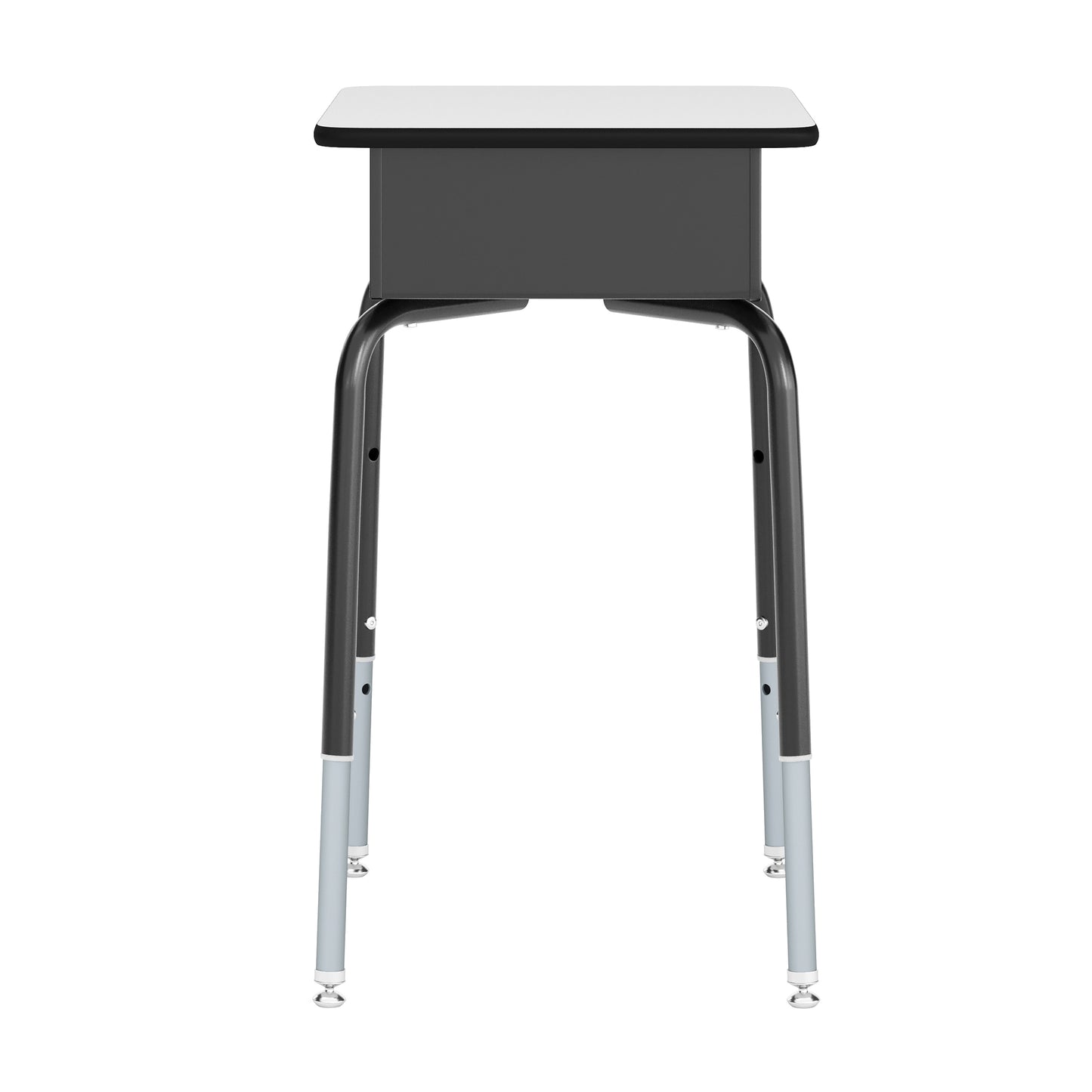 HERCULES Student Desk with Open Front Metal Book Box, Gray Desktop, and Black Frame and Black Heavy-Duty Flex Comfort Classroom Stack Chair Gray Top/Black Chair
