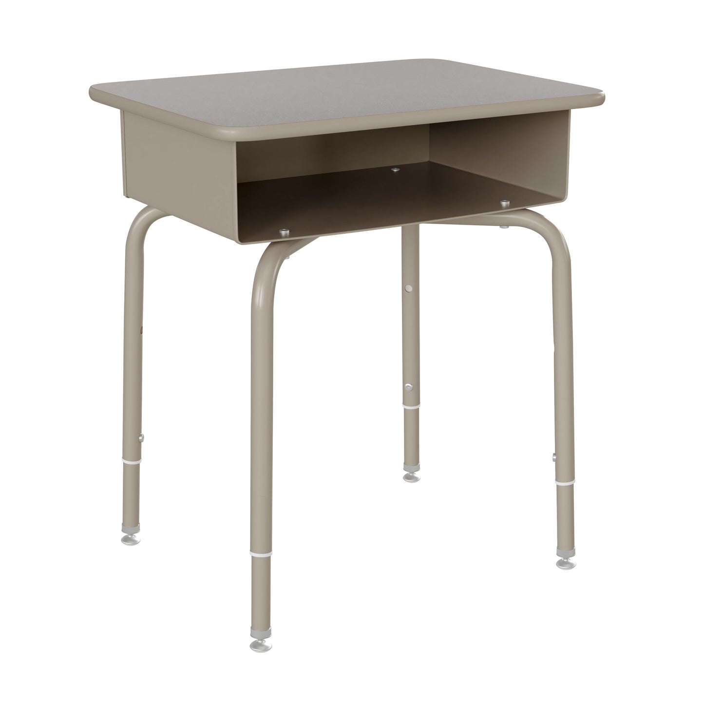 HERCULES Student Desk with Open Front Metal Book Box, Gray Granite Desktop, and Silver Frame and Black Heavy-Duty Flex Comfort Classroom Stack Chair Gray Granite Top/Black Chair