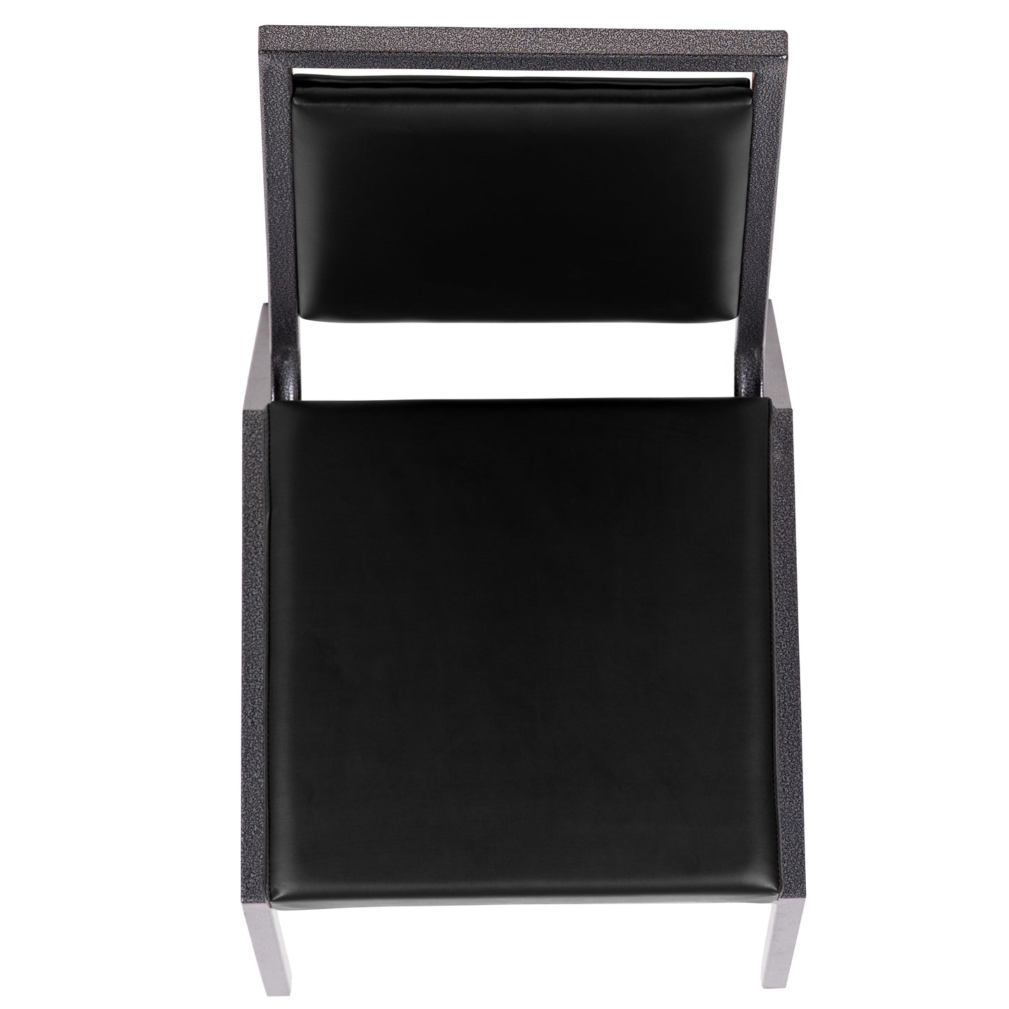 HERCULES Series Square Back Stacking Banquet Chair in Black Vinyl with Silvervein Frame Black Vinyl/Silver Vein Frame