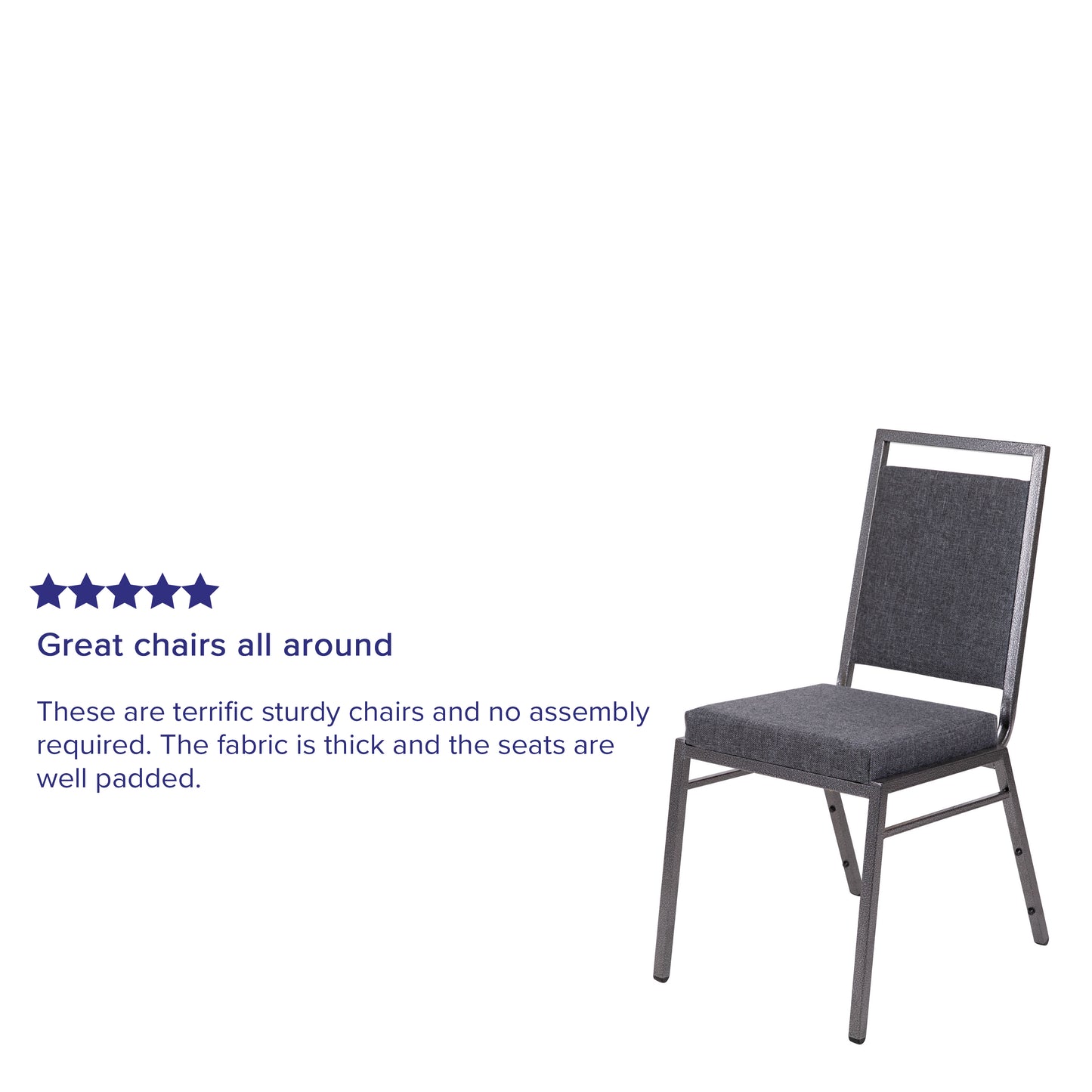 HERCULES Series Square Back Stacking Banquet Chair in Dark Gray Fabric with Silvervein Frame Dark Gray Fabric/Silver Vein Frame FD-LUX-SIL-DKGY-GG