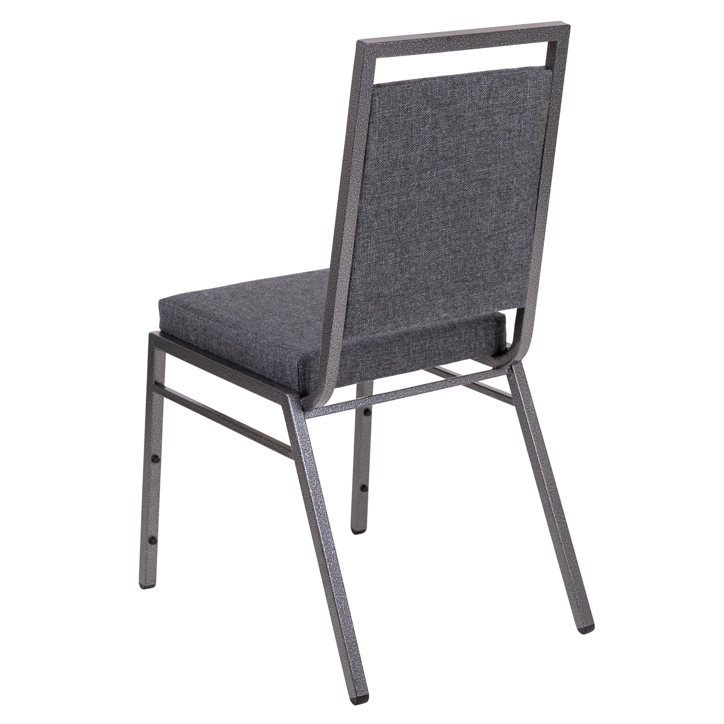 HERCULES Series Square Back Stacking Banquet Chair in Dark Gray Fabric with Silvervein Frame Dark Gray Fabric/Silver Vein Frame FD-LUX-SIL-DKGY-GG