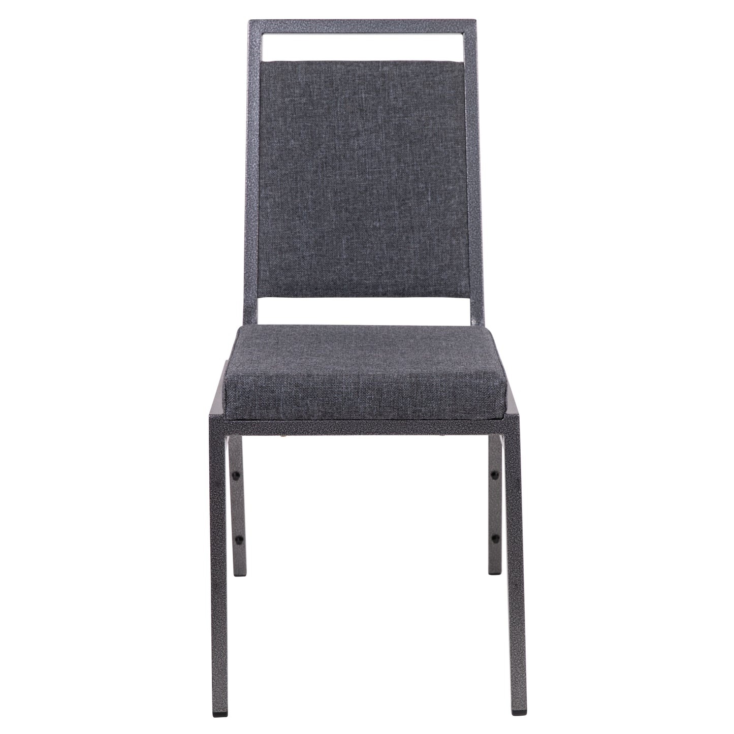 HERCULES Series Square Back Stacking Banquet Chair in Dark Gray Fabric with Silvervein Frame Dark Gray Fabric/Silver Vein Frame FD-LUX-SIL-DKGY-GG