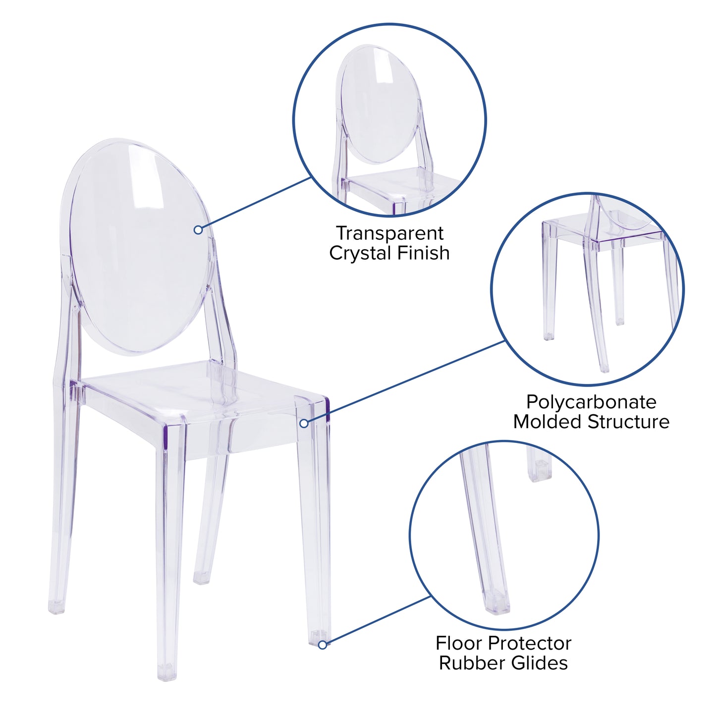Cheryl Ghost Side Chair in Transparent Crystal Clear