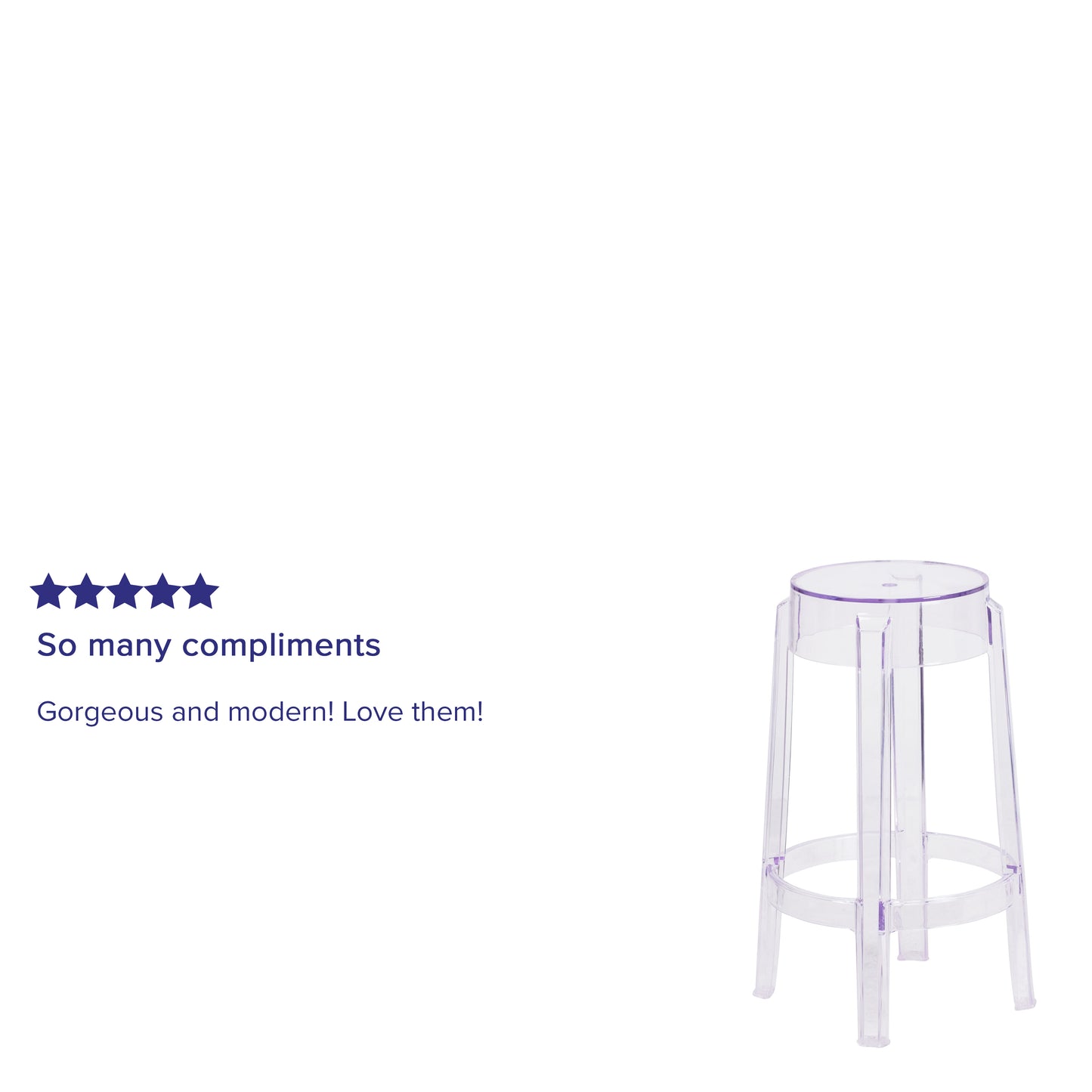 Laney 25.75'' High Transparent Counter Height Stool Clear
