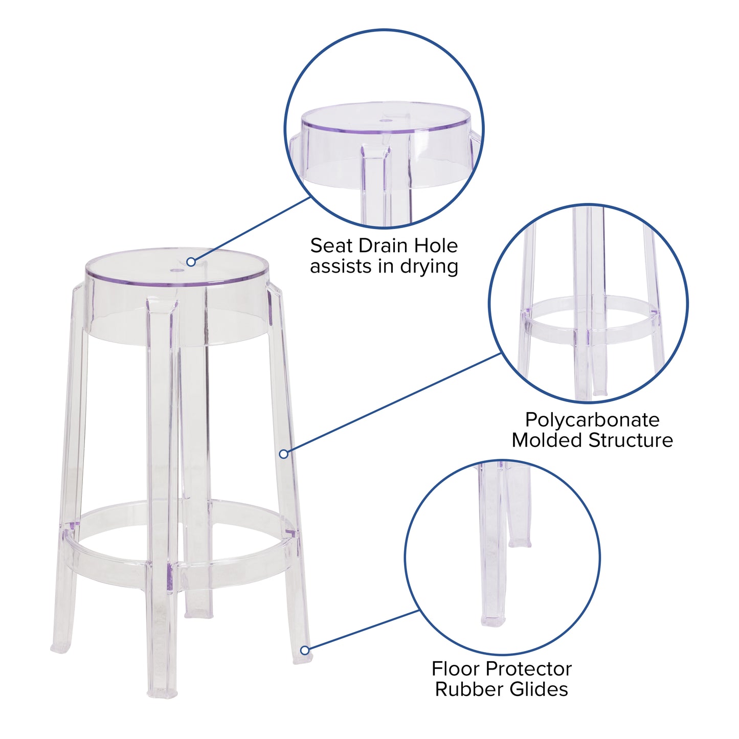 Laney 25.75'' High Transparent Counter Height Stool Clear