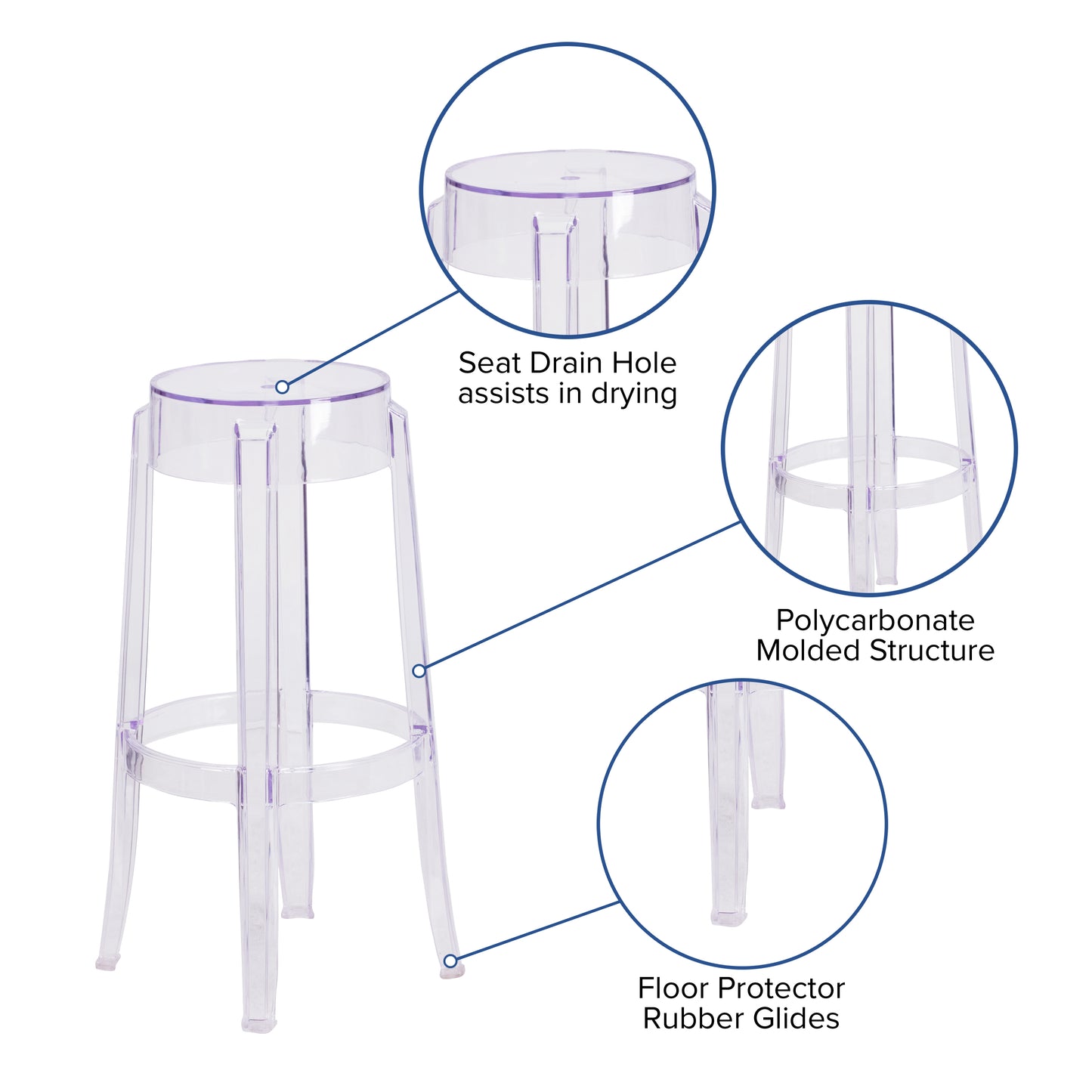 Laney 29.75'' High Transparent Barstool Clear