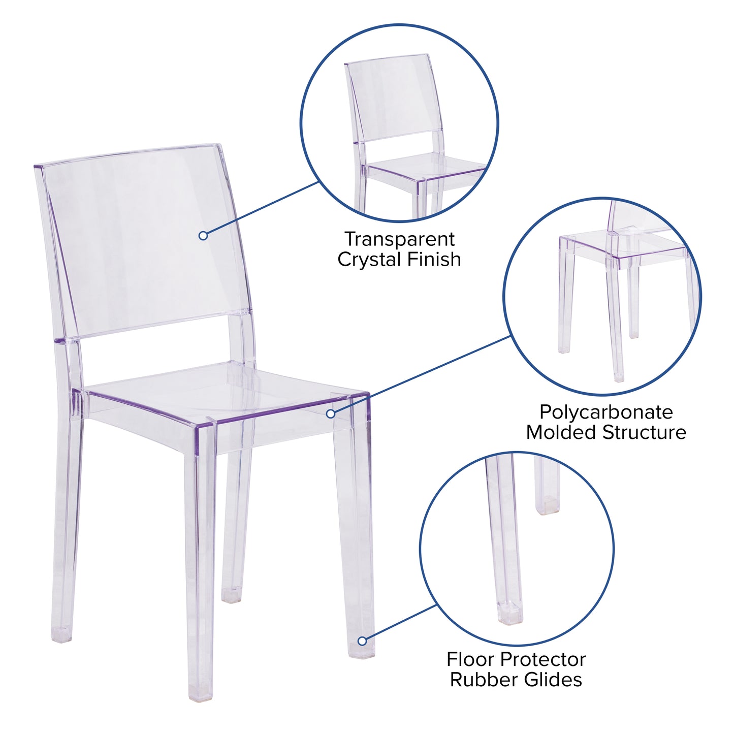Phantom Series Transparent Stacking Side Chair Clear