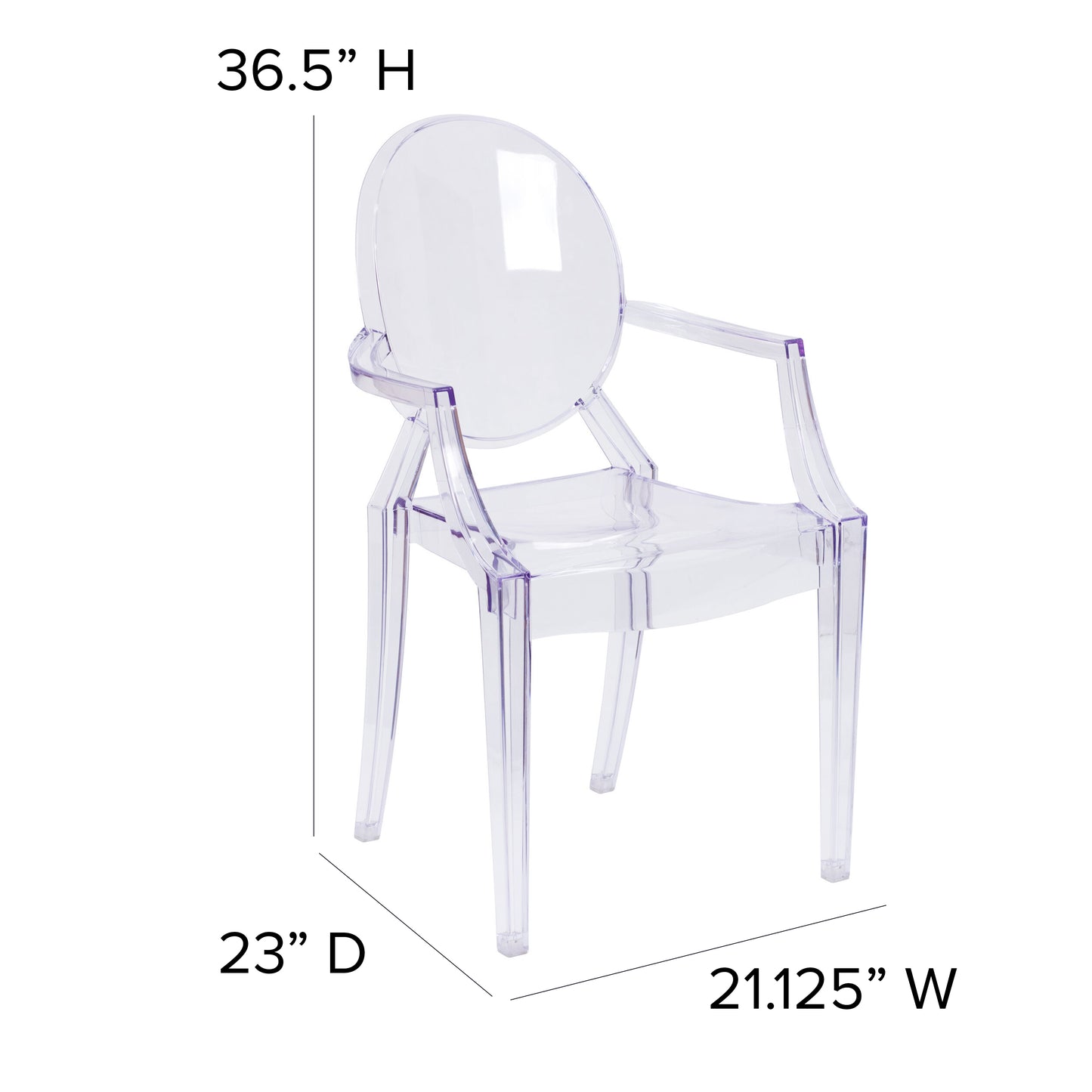 Shirley Ghost Chair with Arms in Transparent Crystal Clear
