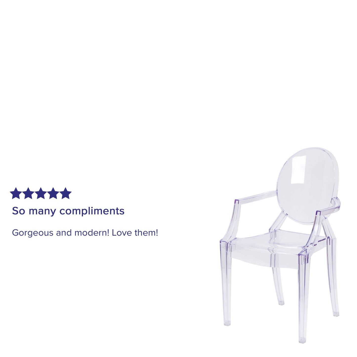 Shirley Ghost Chair with Arms in Transparent Crystal Clear
