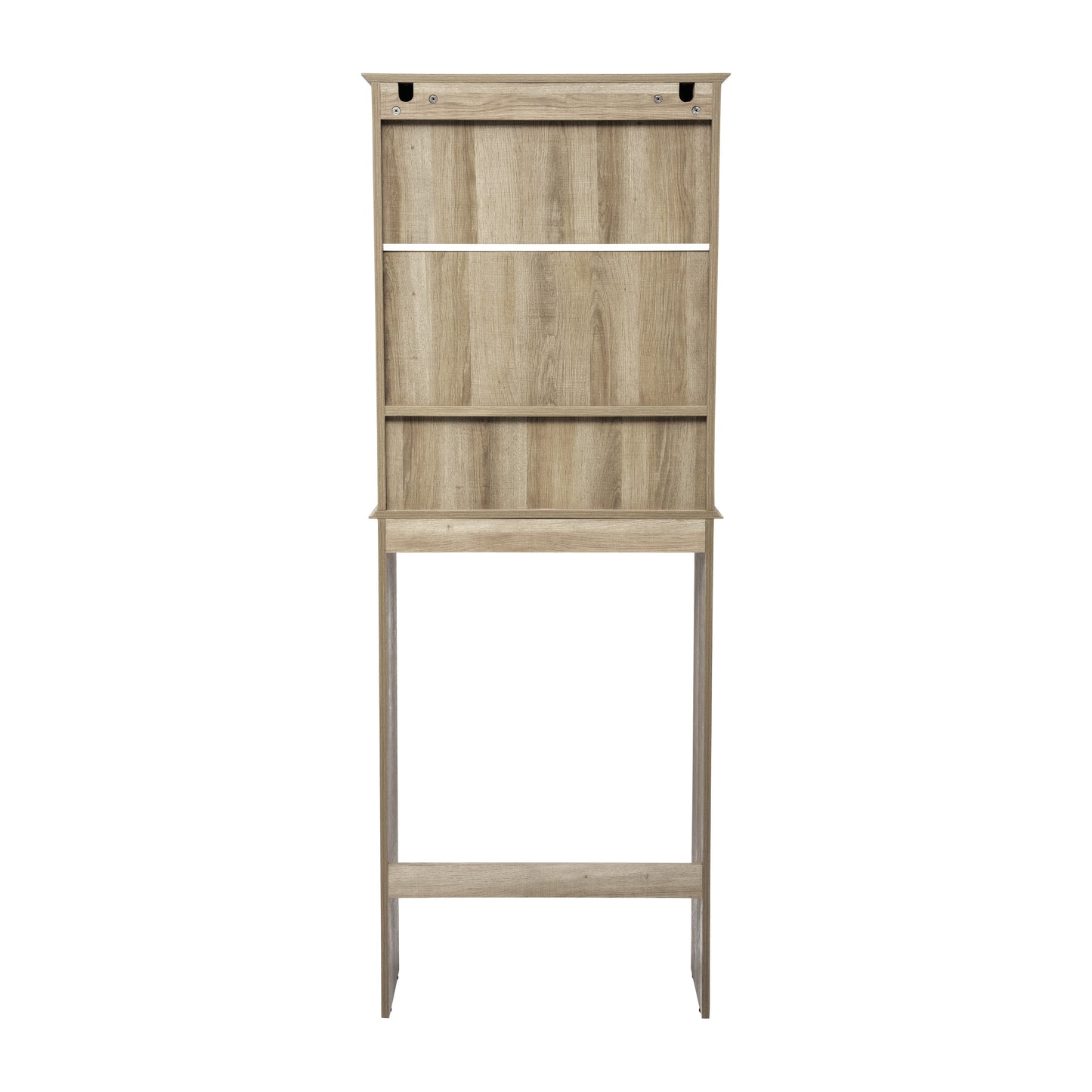 Dune Farmhouse Over the Toilet Shelf Cabinet, Magnetic Close Doors, Adjustable In-Cabinet Shelf, Lower Open Shelf, Metal Handles and Hinges, Brown Brown