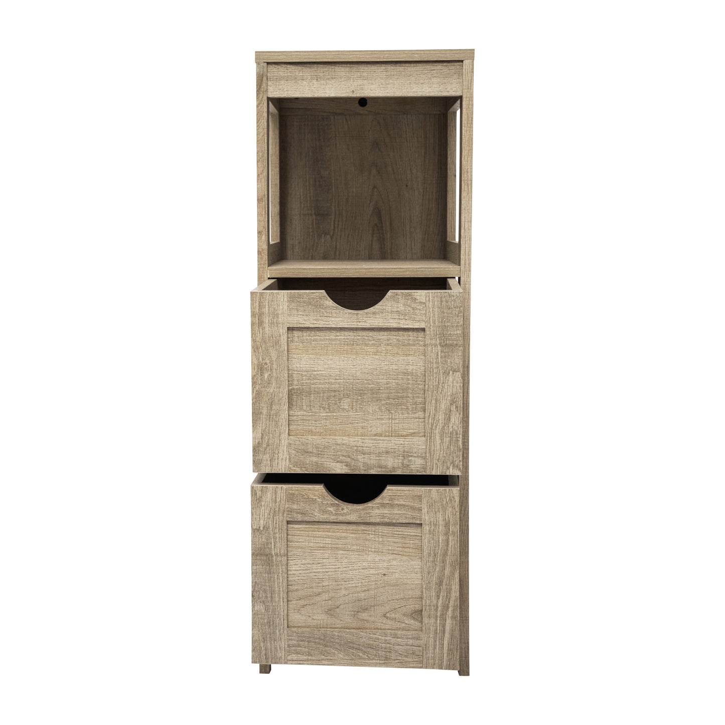 Dune Farmhouse Bathroom Storage Organizer with Two Removable Drawers and Open Display Shelf in Brown Brown
