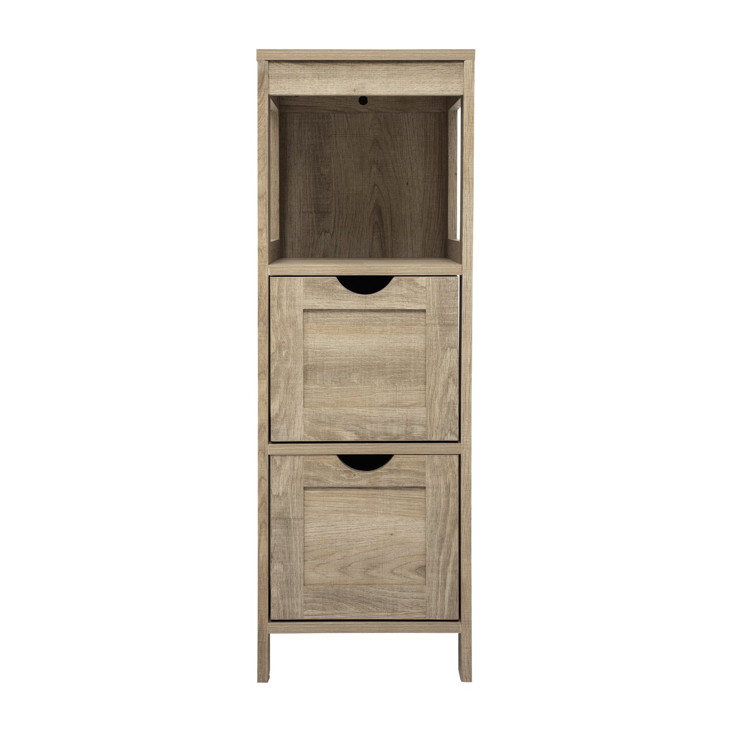Dune Farmhouse Bathroom Storage Organizer with Two Removable Drawers and Open Display Shelf in Brown Brown