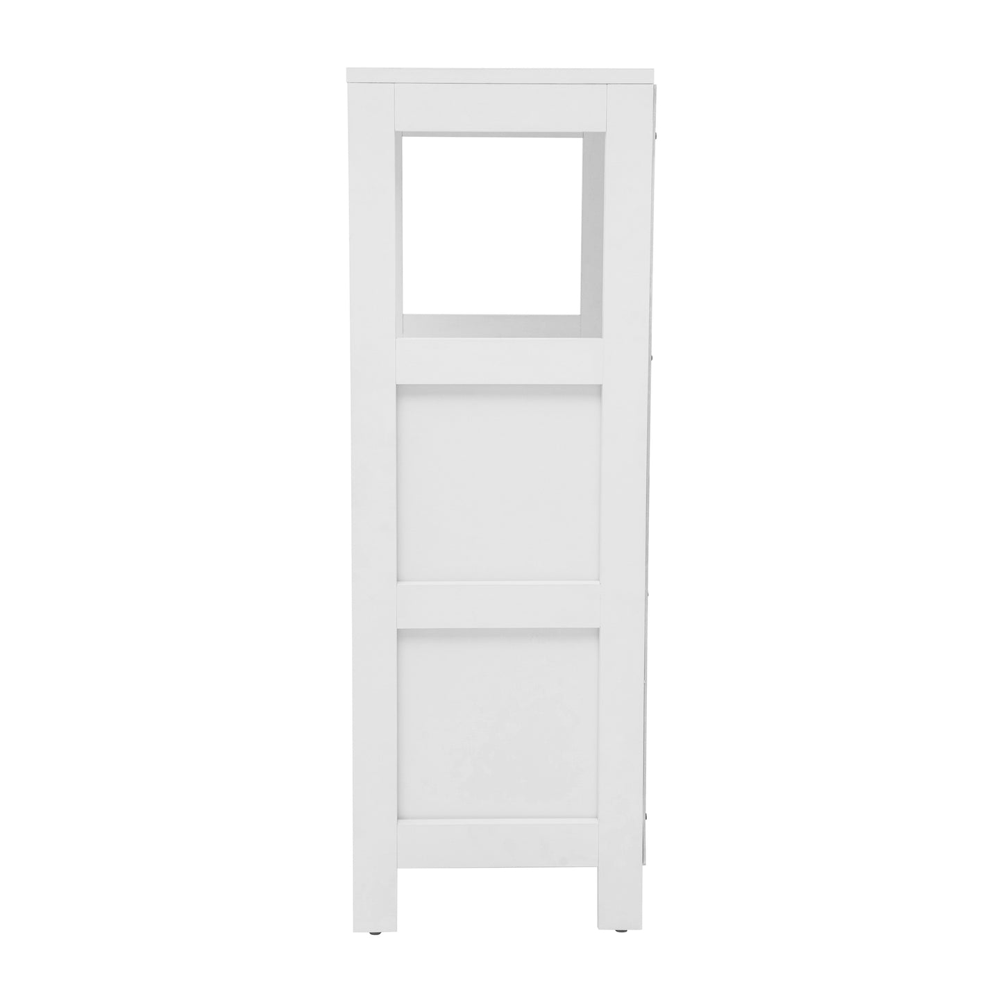 Dune Farmhouse Bathroom Storage Organizer with Two Removable Drawers and Open Display Shelf in White White