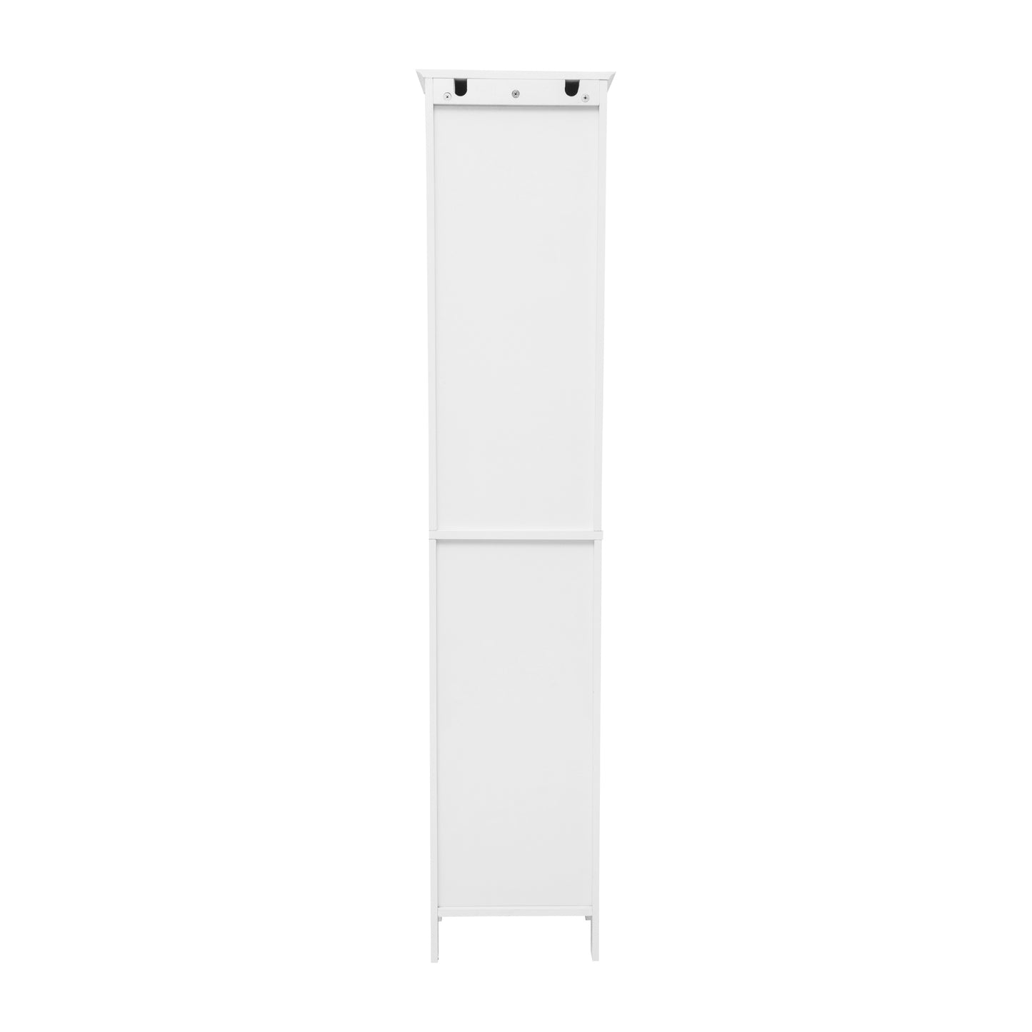 Dune Farmhouse Freestanding Bathroom Linen Tower Storage Cabinet with Magnetic Close Doors, 2 Adjustable Shelves, Open Display Shelf, Drawer in White White