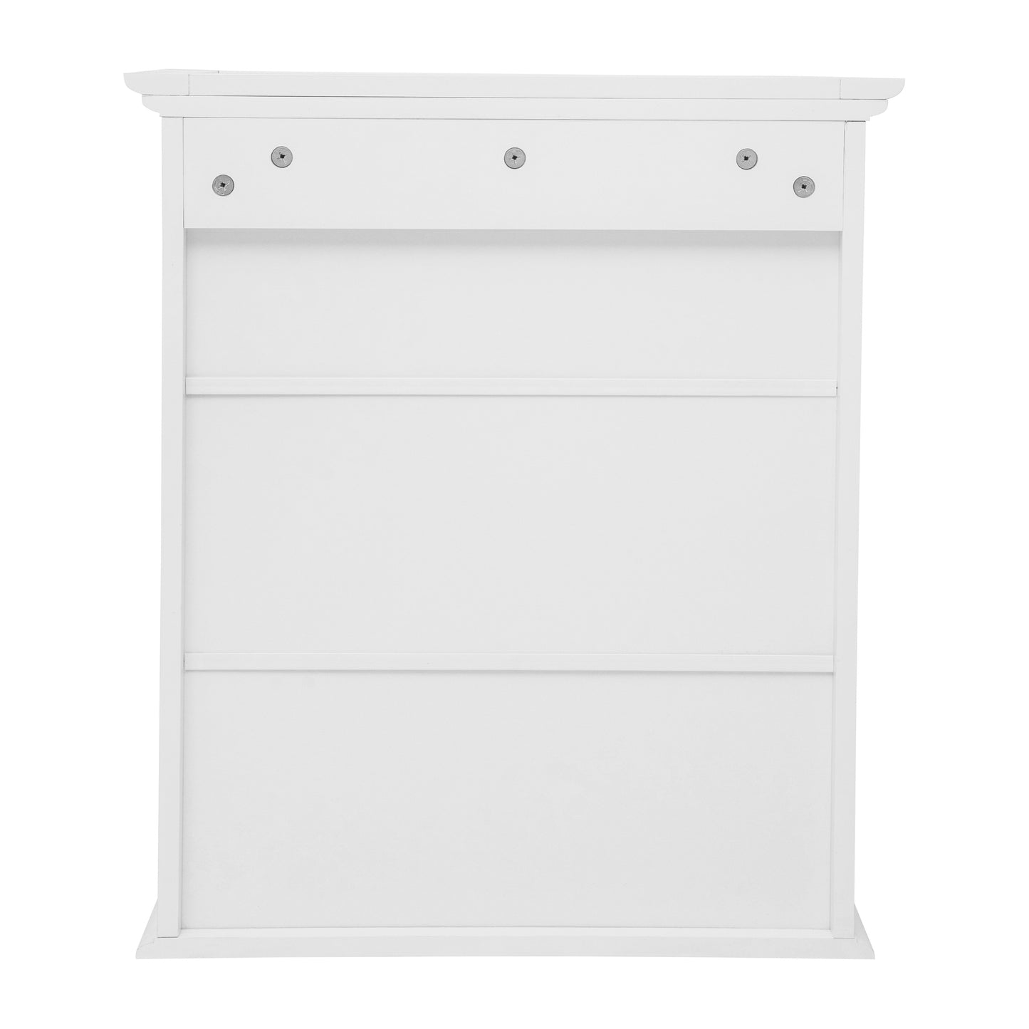 Dune Farmhouse Wall Mounted Bathroom Medicine Cabinet Storage Organizer with 2 Magnetic Closure Doors, Adjustable Shelf, and Lower Open Shelf in White White