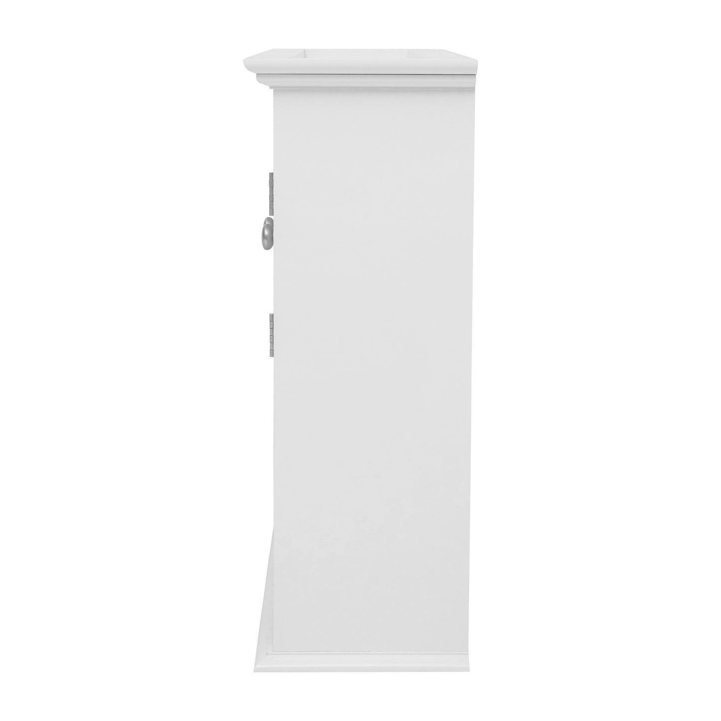 Dune Farmhouse Wall Mounted Bathroom Medicine Cabinet Storage Organizer with 2 Magnetic Closure Doors, Adjustable Shelf, and Lower Open Shelf in White White