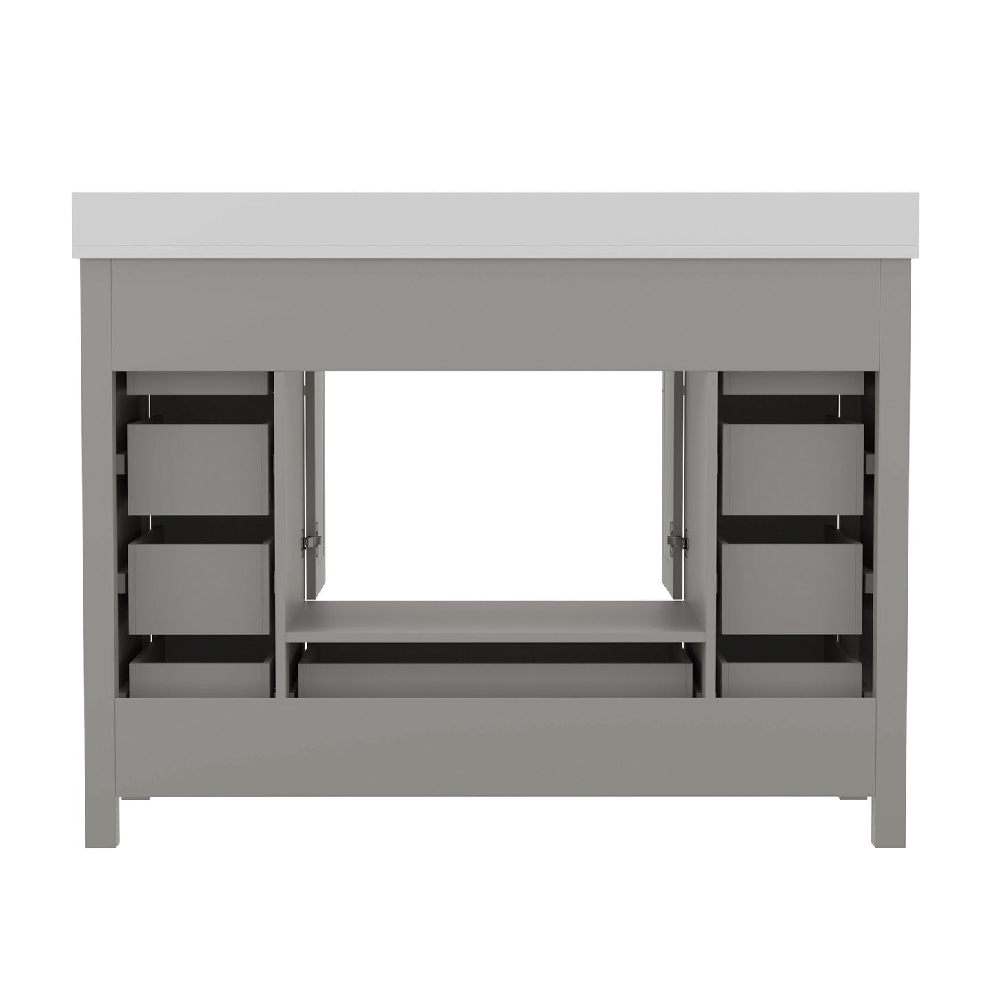 Vega 48 Inch Bathroom Vanity with Sink, Storage Cabinet with Soft Close Doors, and 9 Drawers, Carrara Marble Finish Countertop, Gray Gray