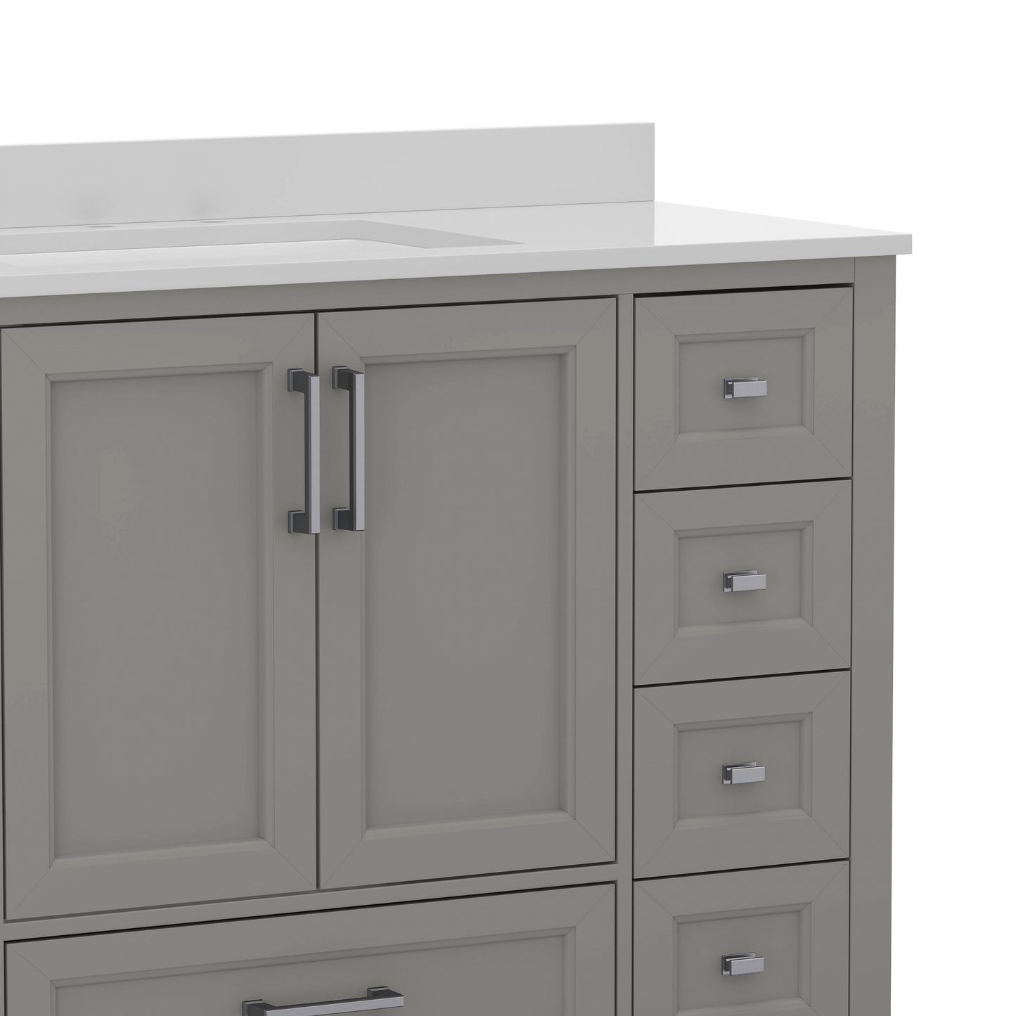 Vega 48 Inch Bathroom Vanity with Sink, Storage Cabinet with Soft Close Doors, and 9 Drawers, Carrara Marble Finish Countertop, Gray Gray
