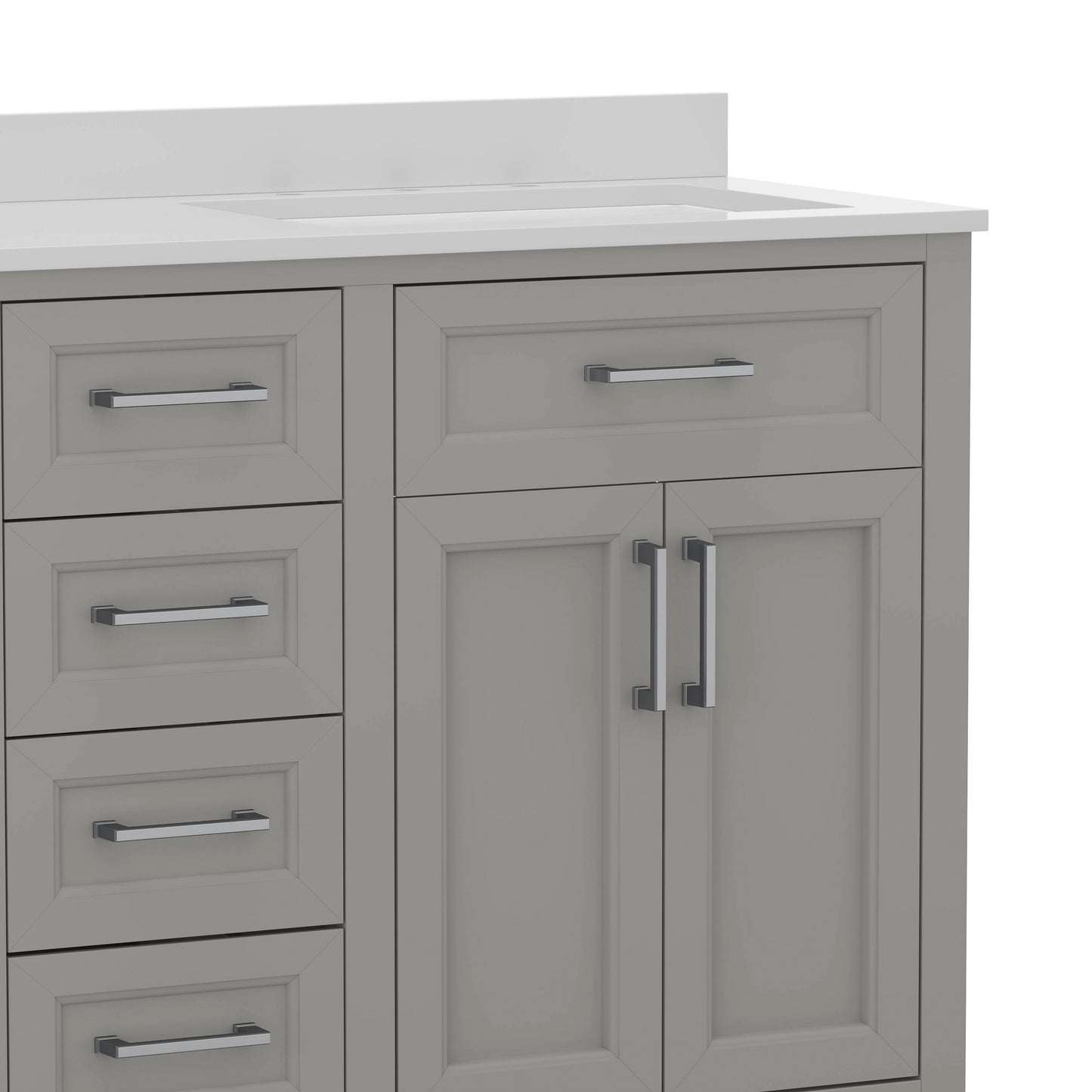 Vega 60 Inch Bathroom Double Vanity with 2 Sinks, 2 Storage Cabinets with Soft Close Doors and 6 Drawers, Carrara Marble Finish Countertop, Gray Gray