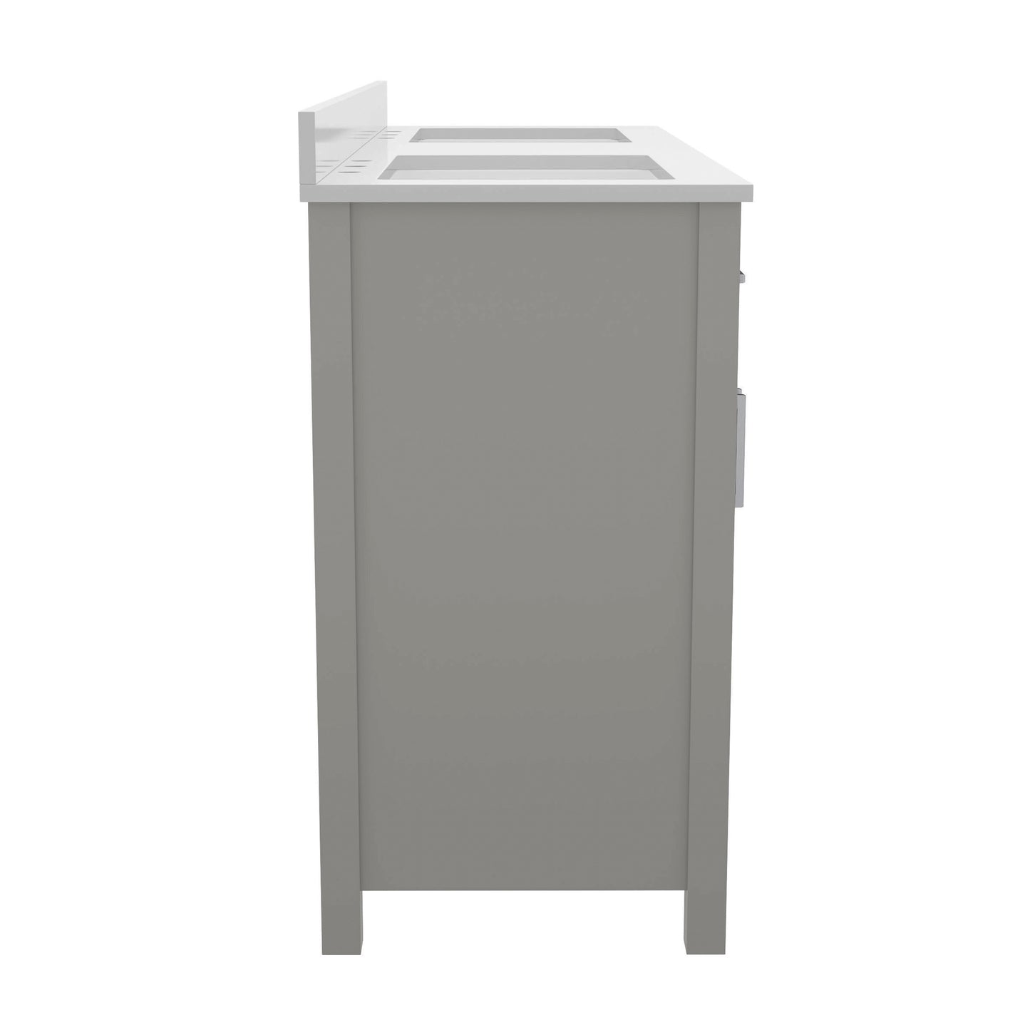 Vega 60 Inch Bathroom Double Vanity with 2 Sinks, 2 Storage Cabinets with Soft Close Doors and 6 Drawers, Carrara Marble Finish Countertop, Gray Gray