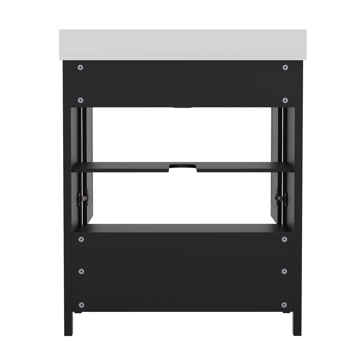 Haven 30 Inch Bathroom Vanity with Sink, Storage Cabinet with Soft Close Doors and Bottom Drawer, Carrara Marble Finish Countertop, Black Black FS-BN-4-30-KD-BK-GG