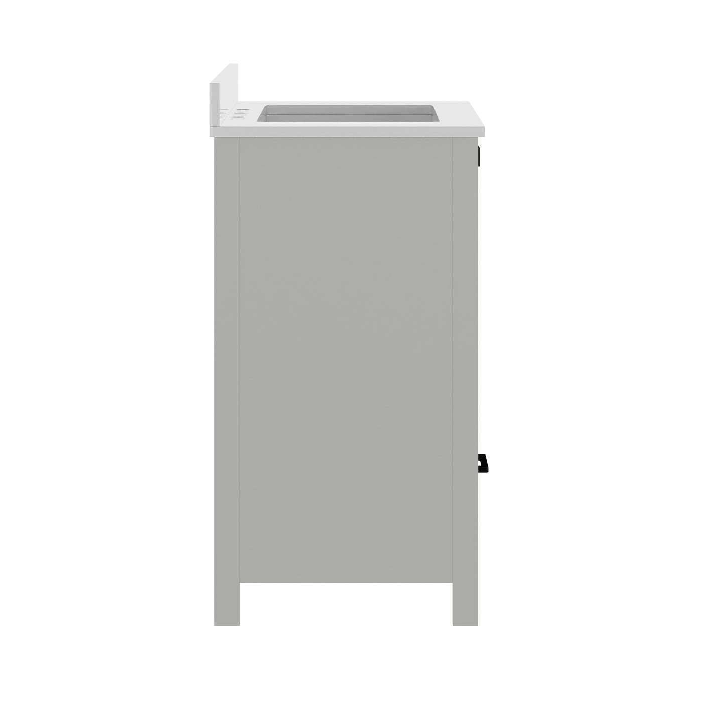Haven 30" Bathroom Vanity with Sink, Storage Cabinet with Black Hardware, Soft Close Doors and Bottom Drawer, Carrara Marble Finish Countertop, Gray Gray Frame/Black Hardware