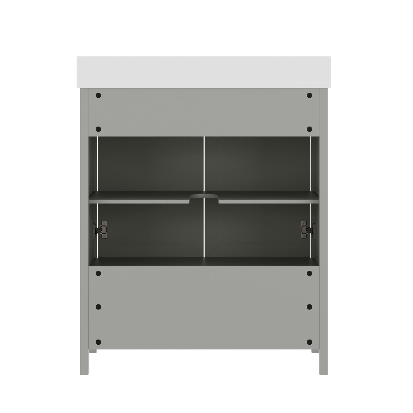Haven 30" Bathroom Vanity with Sink, Storage Cabinet with Gold Hardware, Soft Close Doors and Bottom Drawer, Carrara Marble Finish Countertop, Gray Gray Frame/Gold Hardware