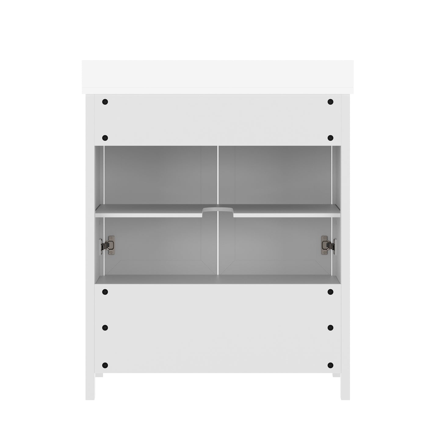 Haven 30" Bathroom Vanity with Sink, Storage Cabinet with Black Hardware, Soft Close Doors and Bottom Drawer, Carrara Marble Finish Countertop, White White Frame/Black Hardware