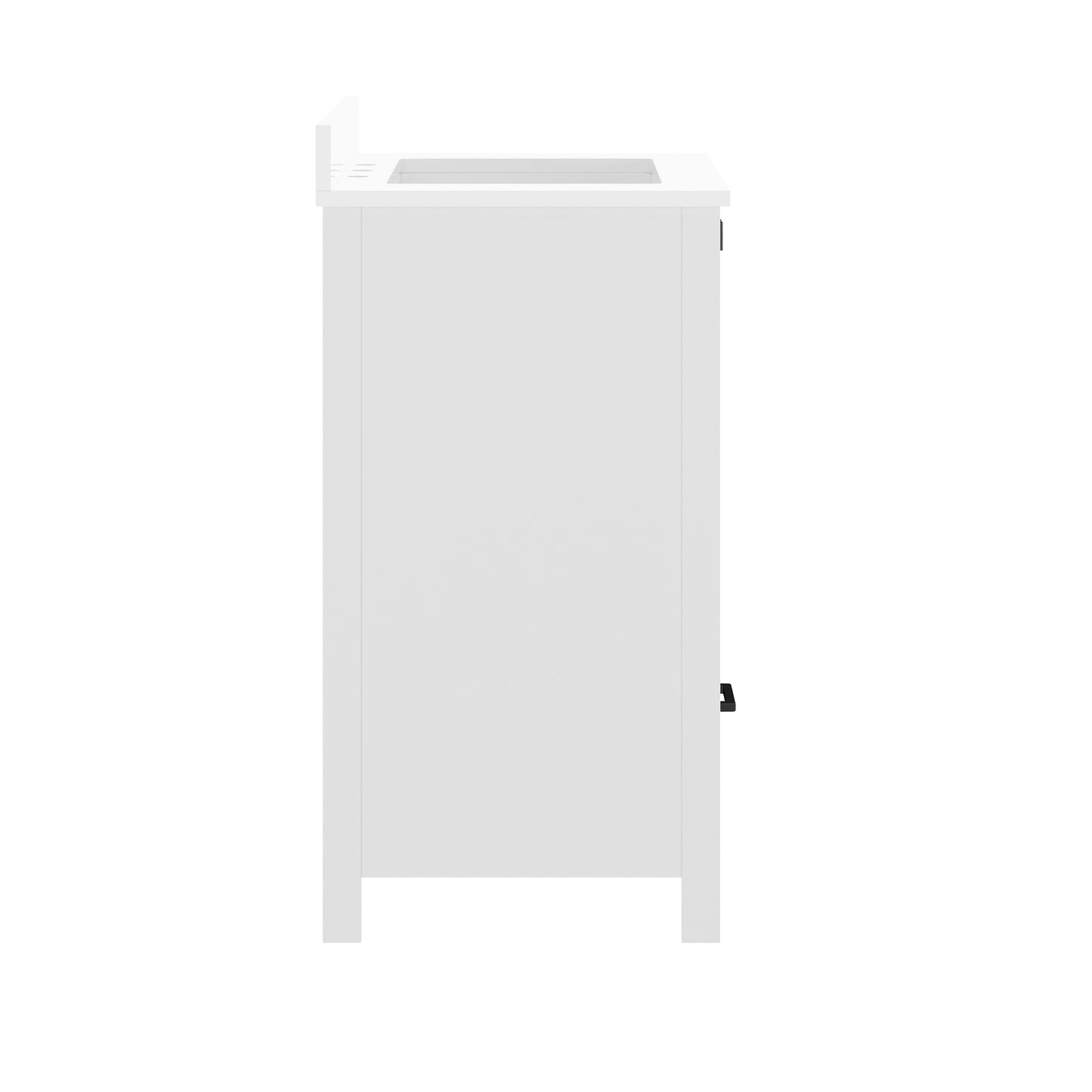 Haven 30" Bathroom Vanity with Sink, Storage Cabinet with Black Hardware, Soft Close Doors and Bottom Drawer, Carrara Marble Finish Countertop, White White Frame/Black Hardware