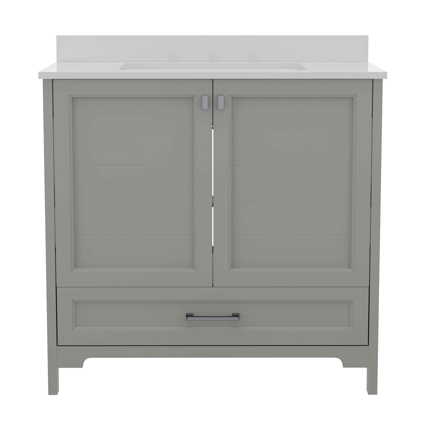 Haven 36 Inch Bathroom Vanity with Sink, Storage Cabinet with Soft Close Doors and Bottom Drawer, Carrara Marble Finish Countertop, Gray Gray
