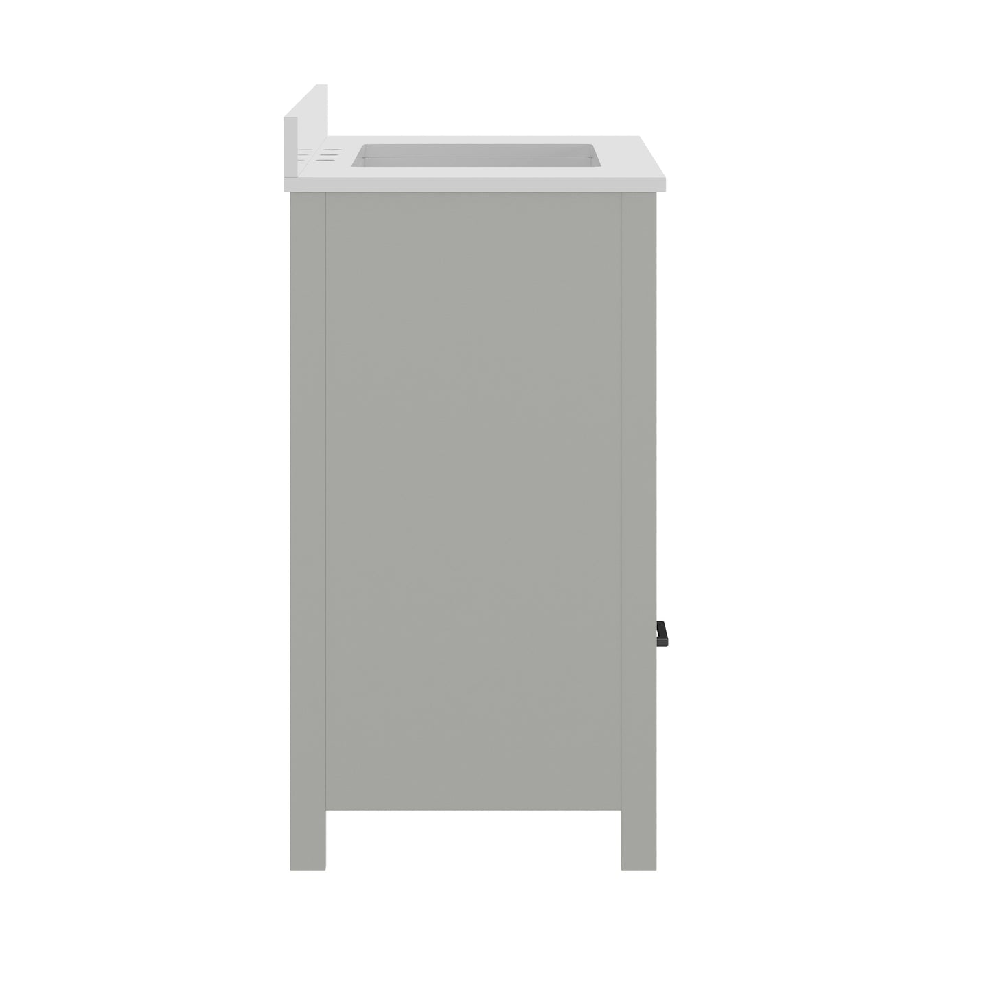 Haven 36" Bathroom Vanity with Sink, Storage Cabinet with Black Hardware, Soft Close Doors and Bottom Drawer, Carrara Marble Finish Countertop, Gray Gray Frame/Black Hardware