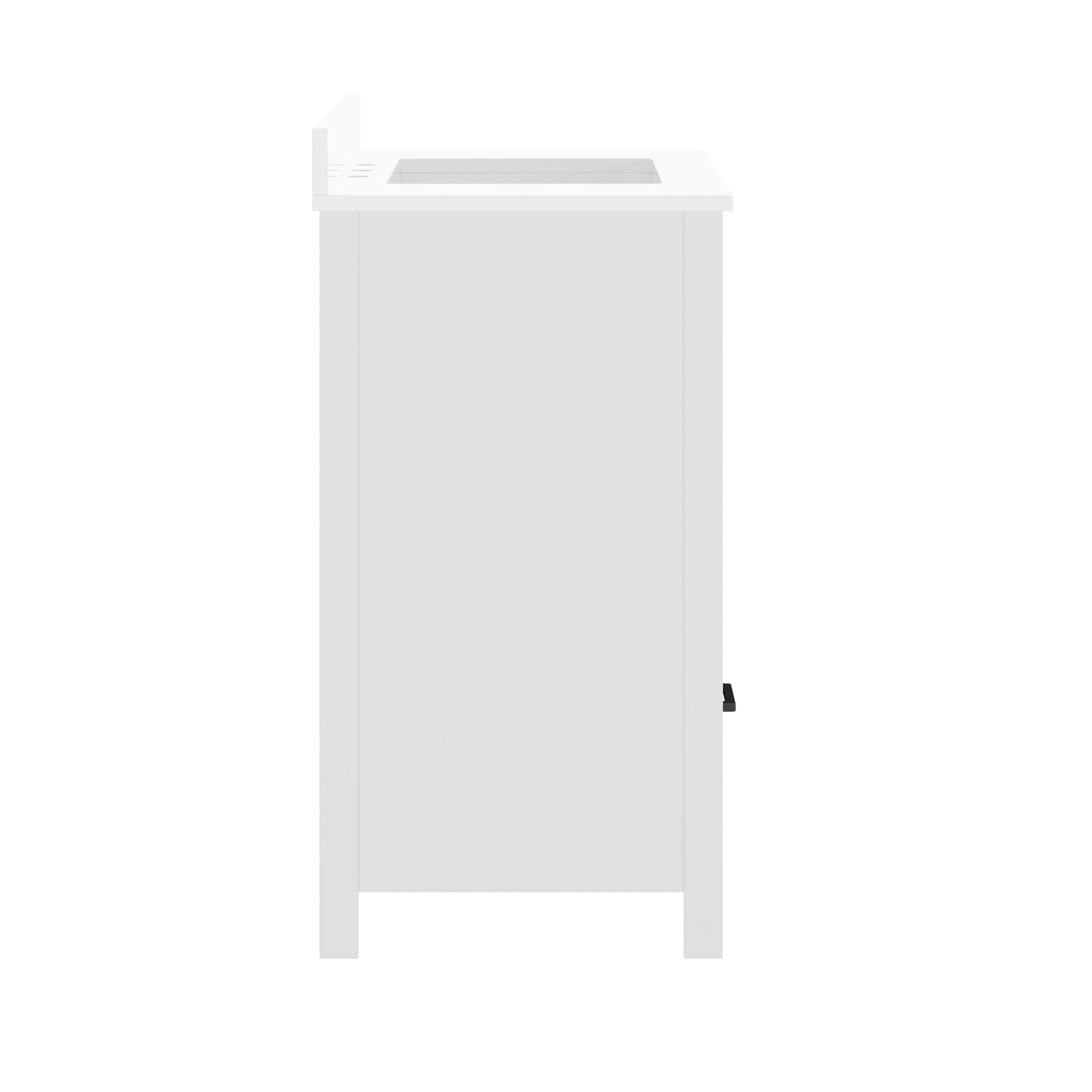 Haven 36" Bathroom Vanity with Sink, Storage Cabinet with Black Hardware, Soft Close Doors and Bottom Drawer, Carrara Marble Finish Countertop, White White Frame/Black Hardware