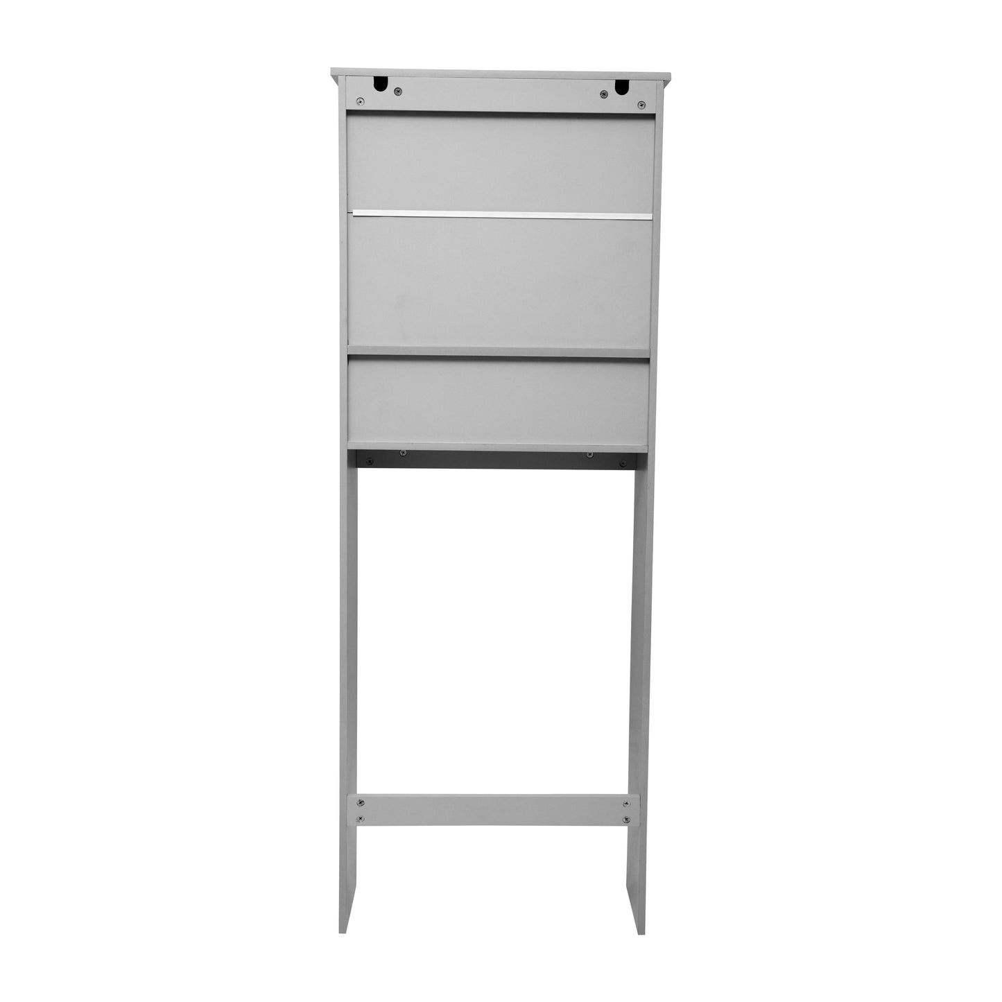 Vega Over the Toilet Bathroom Storage Cabinet Organizer with 2 Magnetic Closure Doors, Adjustable Cabinet Shelf, and Open Lower Shelf in Gray Gray